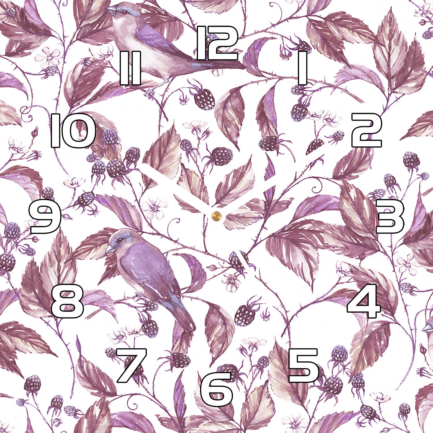 Horloge en verre Coloray 30x30 cm oiseaux vintage pour décoration murale de salon