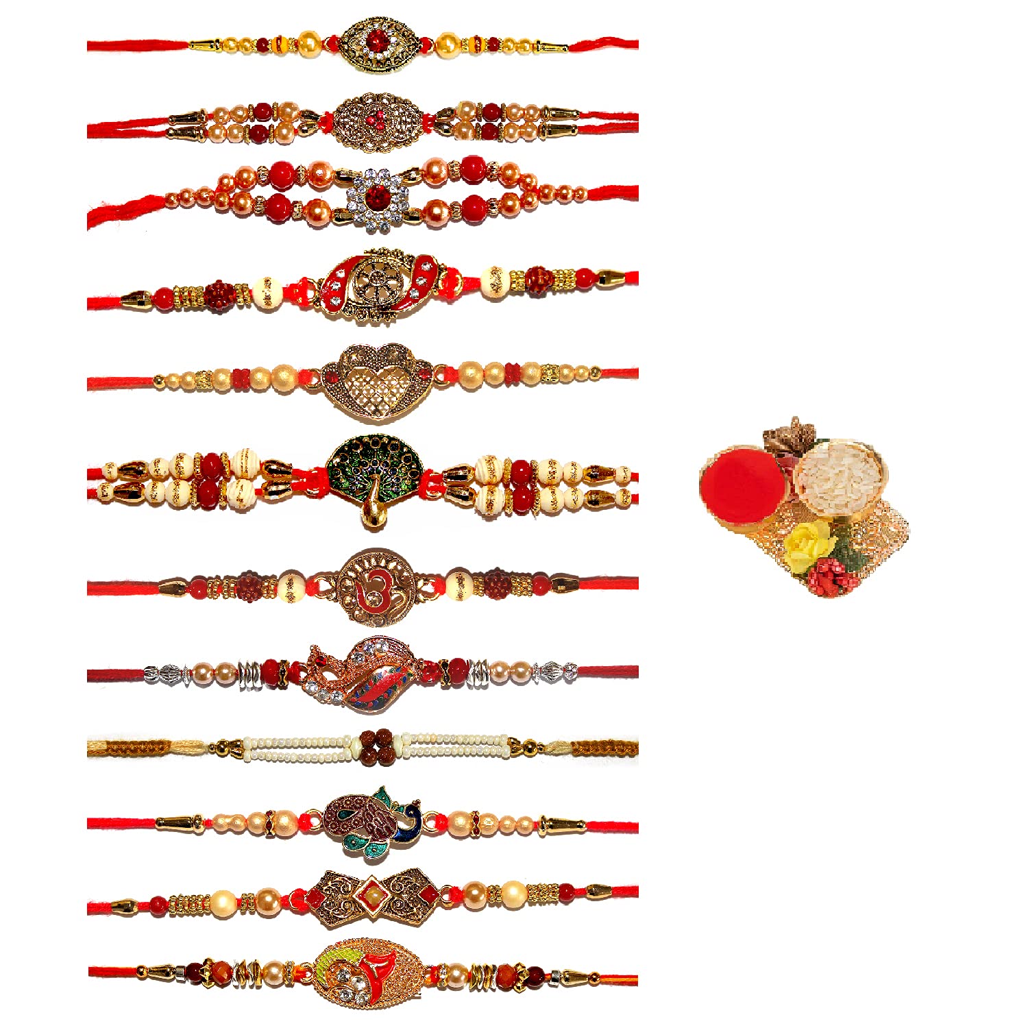 BANDHAN- Bracelet Rakhi with Roli Tika for Men(12 Piece Combo) | rakhi combos | Special Rakhi for Brother | Fancy Rakhi | Bro Rakhi | Designer Rakhi | Rakhi for small bro RB492 (B097Q2C7X5) Amazon Price History, Amazon Price Tracker