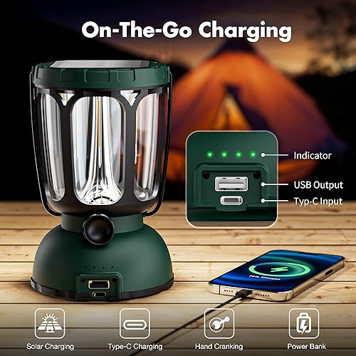 Miniatura 3 de Farol de emergencia, faroles de campamento portátiles, kits de supervivencia para cortes de energía al aire libre Huracán (verde-1)