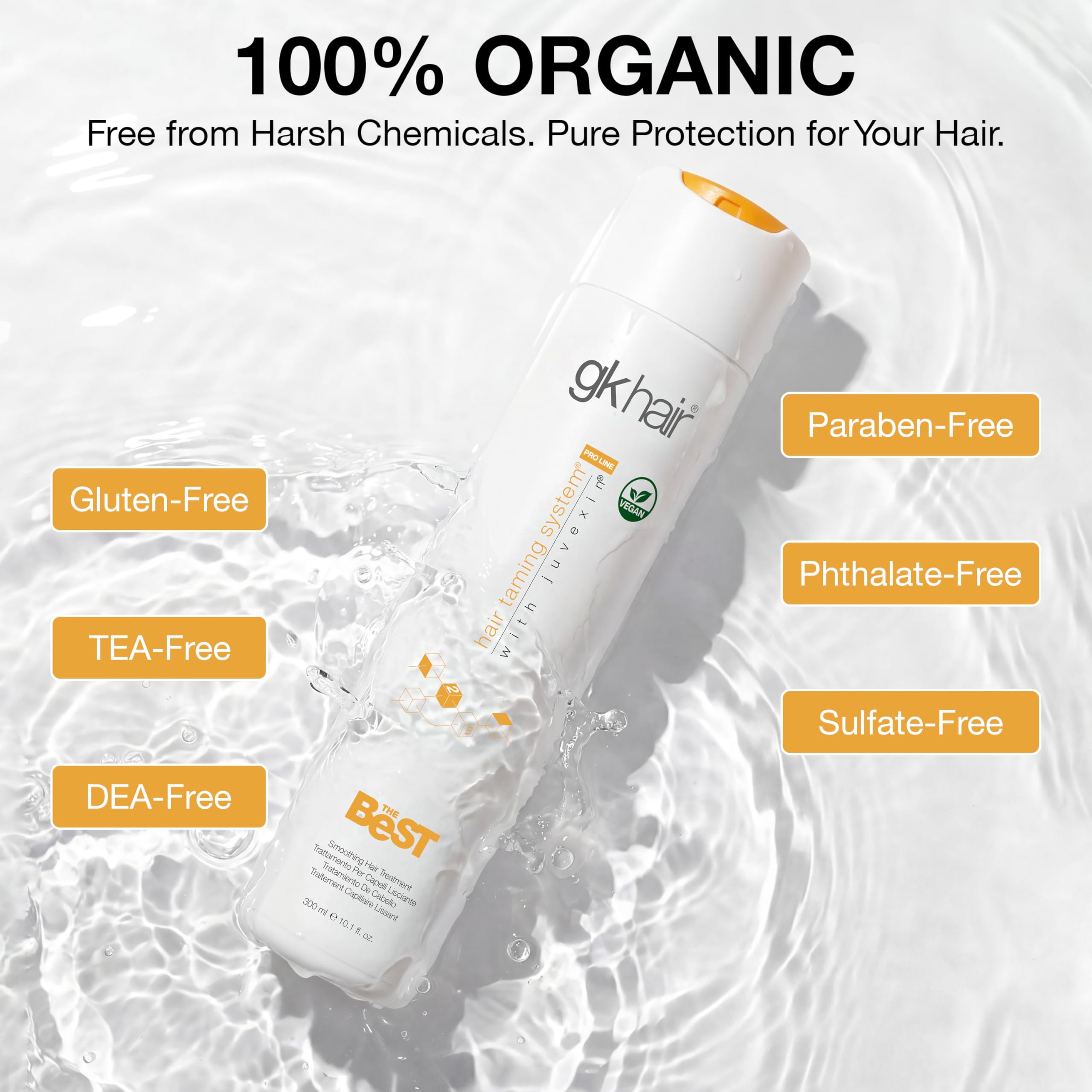 GK HAIR Global Keratin The Best (300ml / 10.1 Fl Oz) Tratamiento Capilar Suavizante de Keratina Complejo Brasileño Profesional Alisado Para un Cabello Suave y sin Frizz - Sin Formaldehído