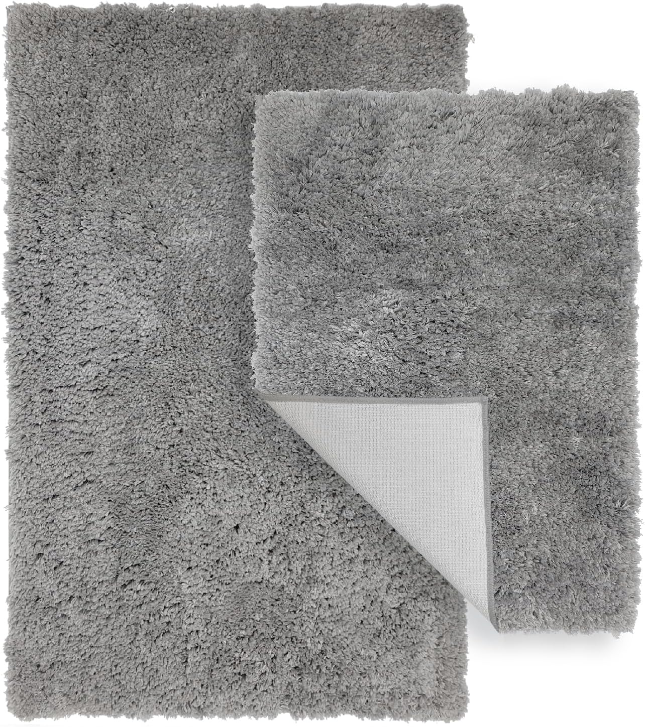 Bathroom Rugs Set 2-Piece – Extra Soft Rug, Bath & Shower Mat, Washable Rug, Floor Mats, Bath Decor, Accessories, Home Decor, Quick Dry, Non Slip Mat for Bathroom, 20"x32"+17"x24" Light Grey
