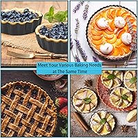 Vista 7 de Juego de 10 mini sartenes para tartas con fondo extraíble de 4 pulgadas, antiadherente, redonda, acero al carbono resistente para pasteles