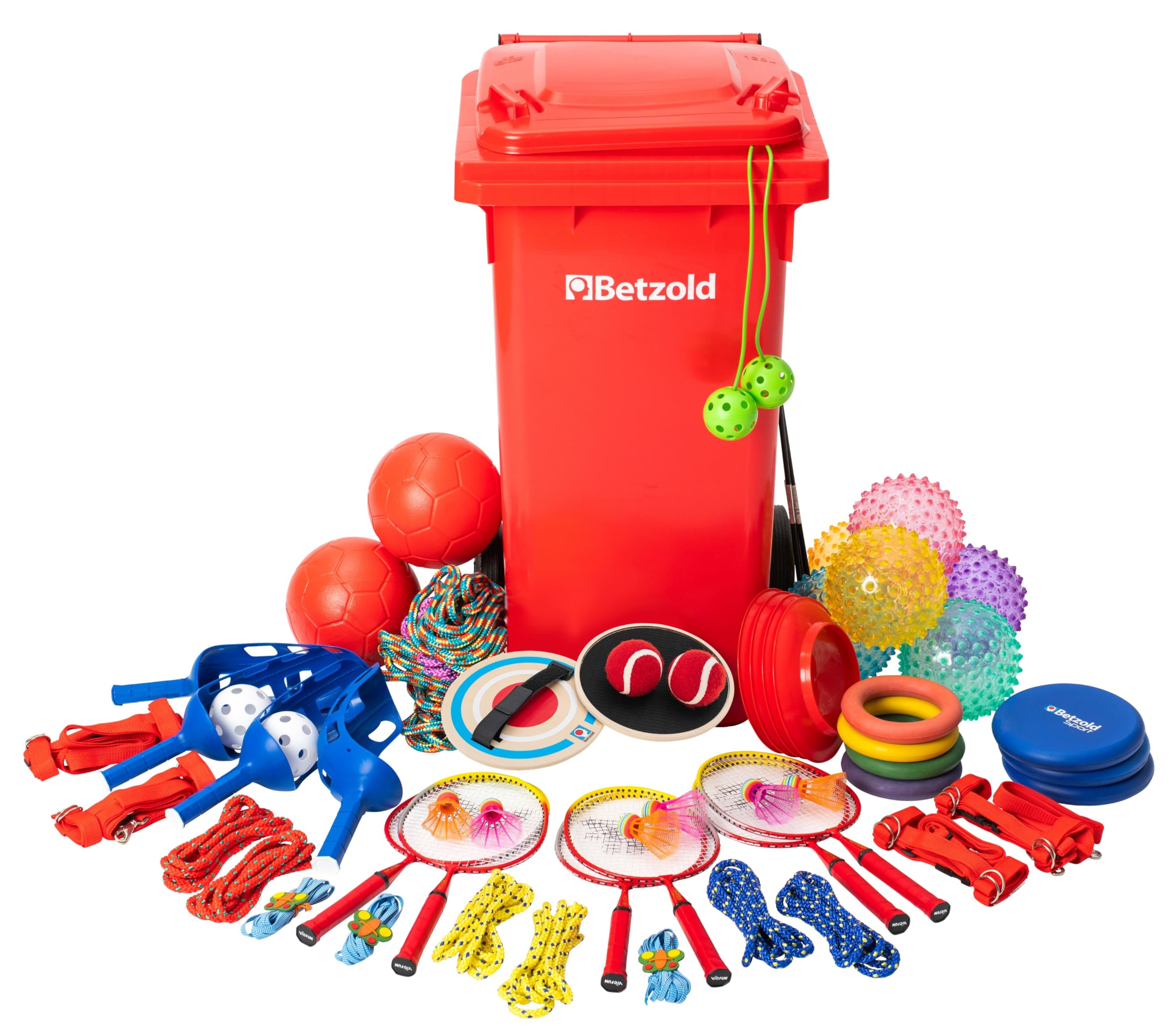 Betzold Aktivitäts- und Pausentonne - 44-teiliges Set für Mind. 80 Lernende Indoor Outdoor