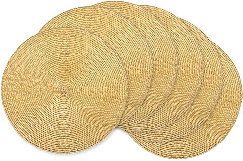 Miniatura 35 de AHHFSMEI Juego de 6 manteles individuales redondos trenzados de 15 pulgadas para mesas de comedor, tejidos naturales, resistentes al calor, juego de