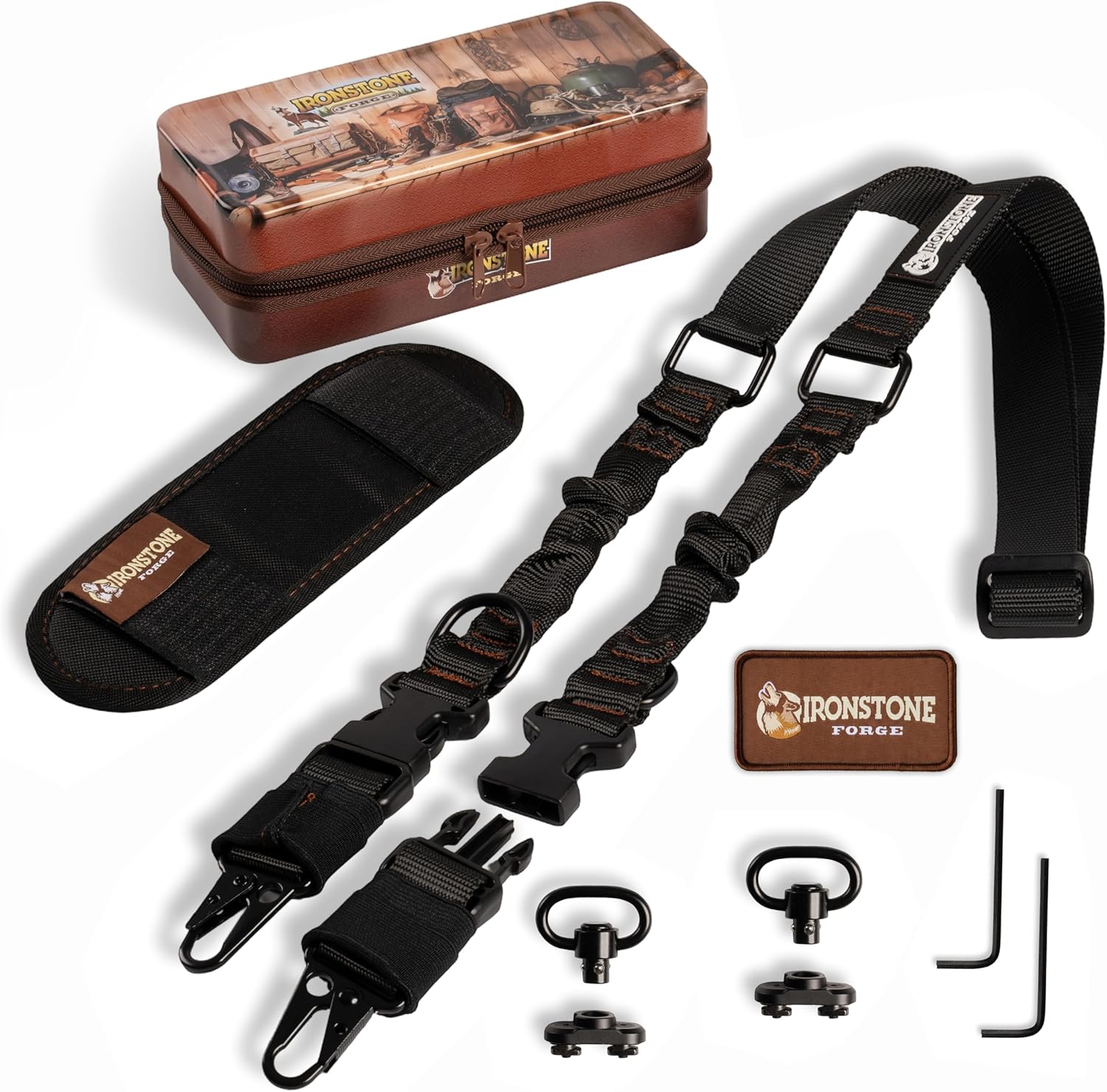Rifle Sling Two Point Sling Adjustable Length Gun Sling for Rifle with 2 Pack Sling Swivel for M-Rail and Padded Shoulder Pad Black Sling for Rifle and Shotgun