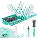 JLULLIFANT - Set Escurridor Biberones con Limpia Biberones - 6 en 1 Kit Cepillo Limpia Biberones con escurridor biberones Plegable - Portátil - Transportable - Regalo para Bebe - SIN BPA - Tiffany