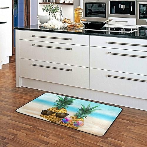 Miniatura 10 de Tapete de cocina de 39 x 20 pulgadas, con frutas tropicales, piña, suave, tapete de baño, antideslizante, para decoración del hogar