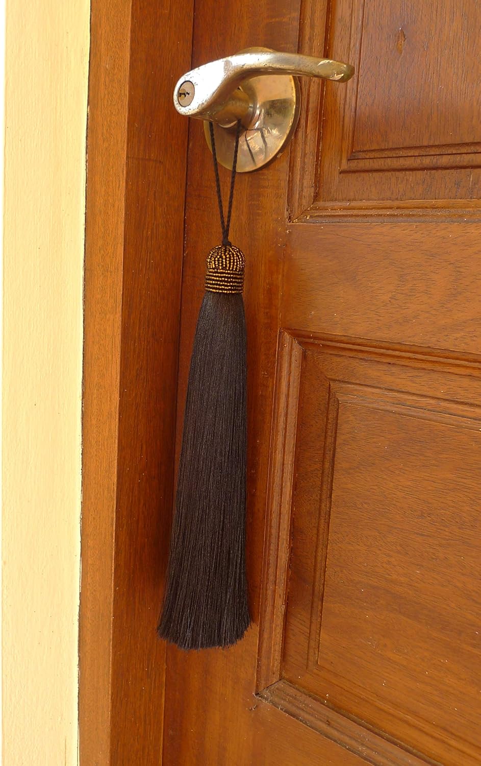 Extra Long Silky 10 Inch Tassel with Beaded Head and Hanging Loop for Home Furniture, Interior Décor, Craft Accessory, DIY (Black)