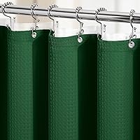 Vista 22 de Dynamene Cortina de Ducha Larga de Tela Blanca - Cortinas de Ducha de Tela de Nido de Abeja Texturizadas y Resistente para Baño, 256GSM Juego Grande