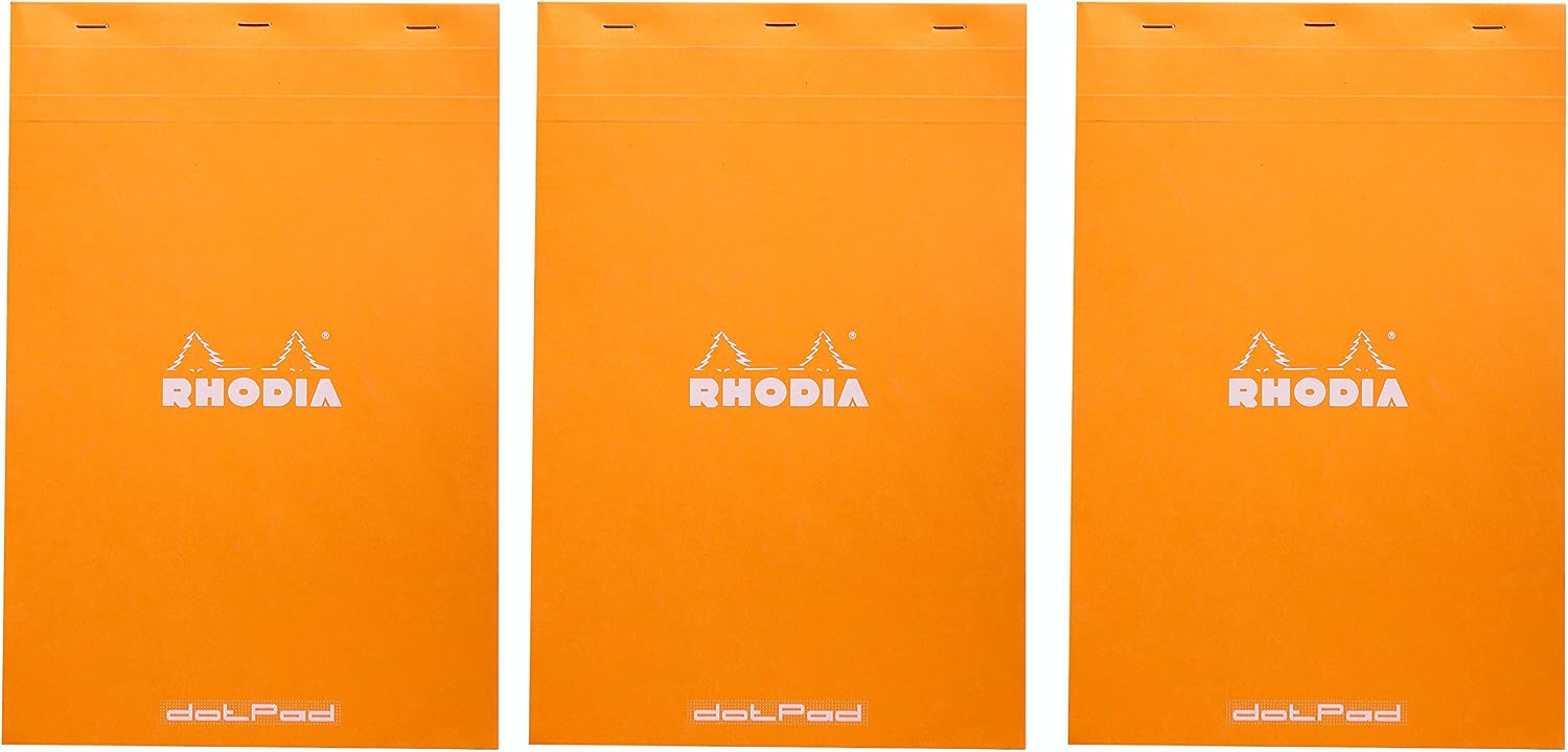 Rhodia Classic Orange Notepad dot - 6 in. x 8-1/4 in, Pack of 3