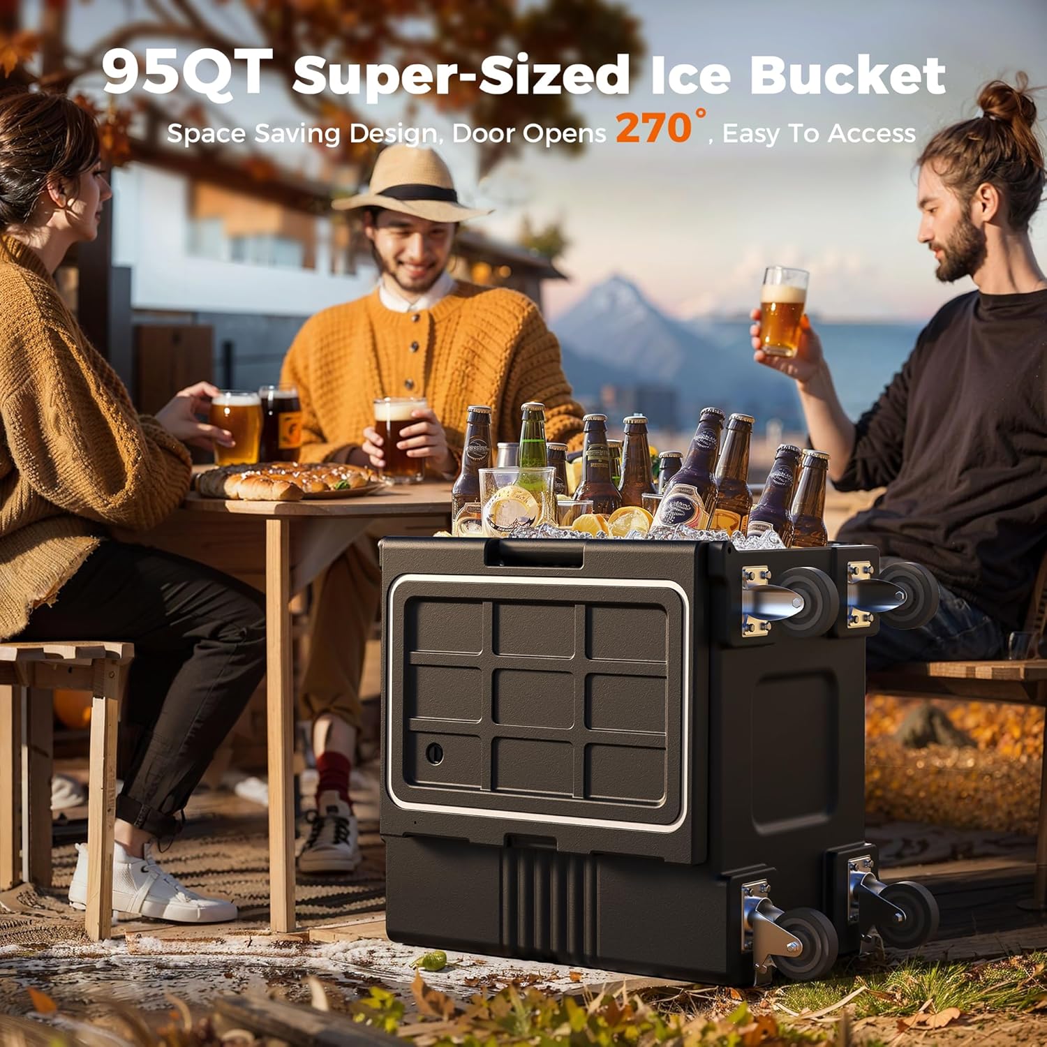 95QT Non-Electrical Catering Food Warmers with Swivel Casters, 304 Stainless Steel Latch, Insulated Food Carrier for 6 Full-Size Pans(NOT INCLUDED), Food Warmer Hot Boxes for Catering BBQ Event