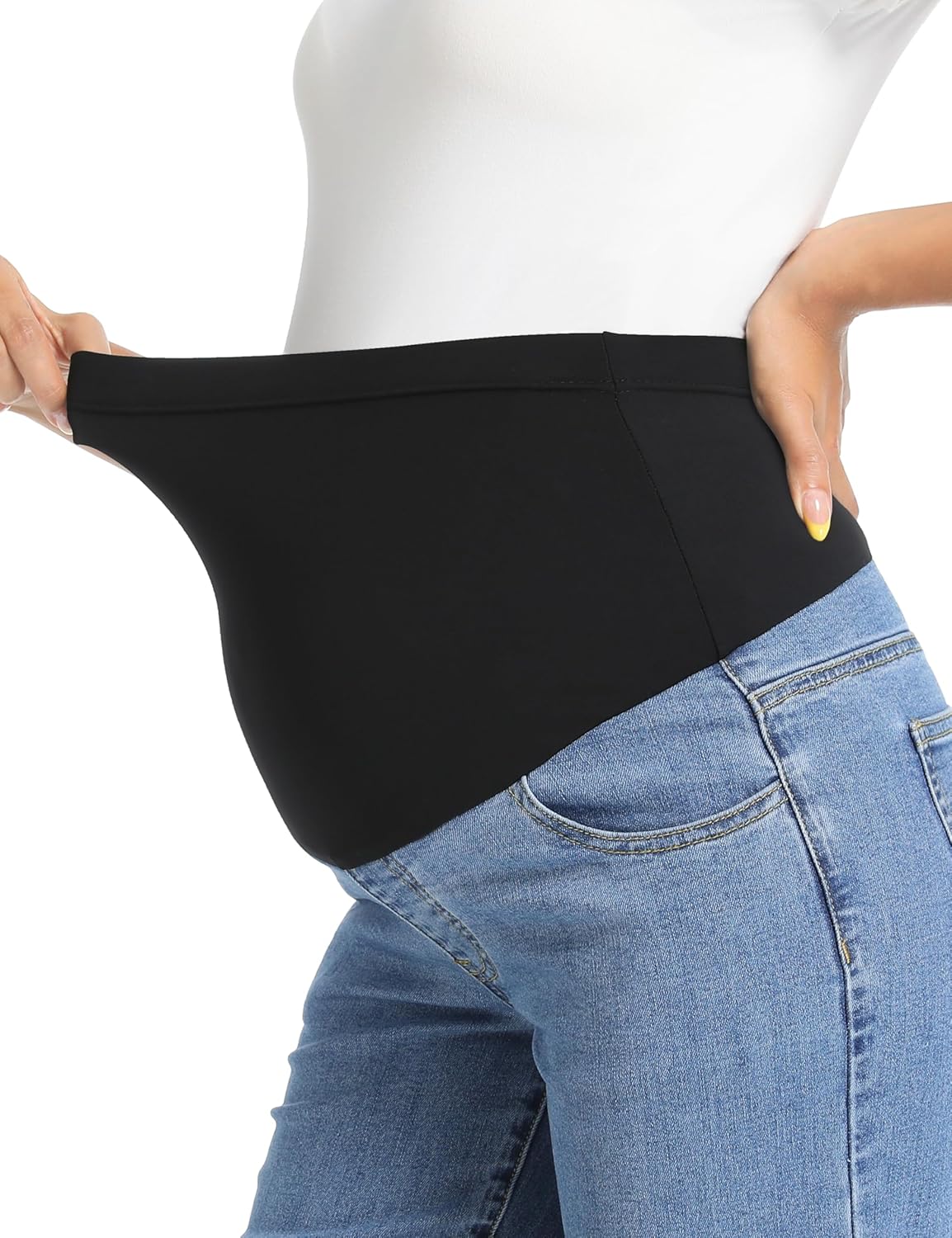 V VOCNI Women's Maternity Jeans Straight Leg Stretchy Pregnancy Jeans Wide Leg Denim Work Pants - Image 2