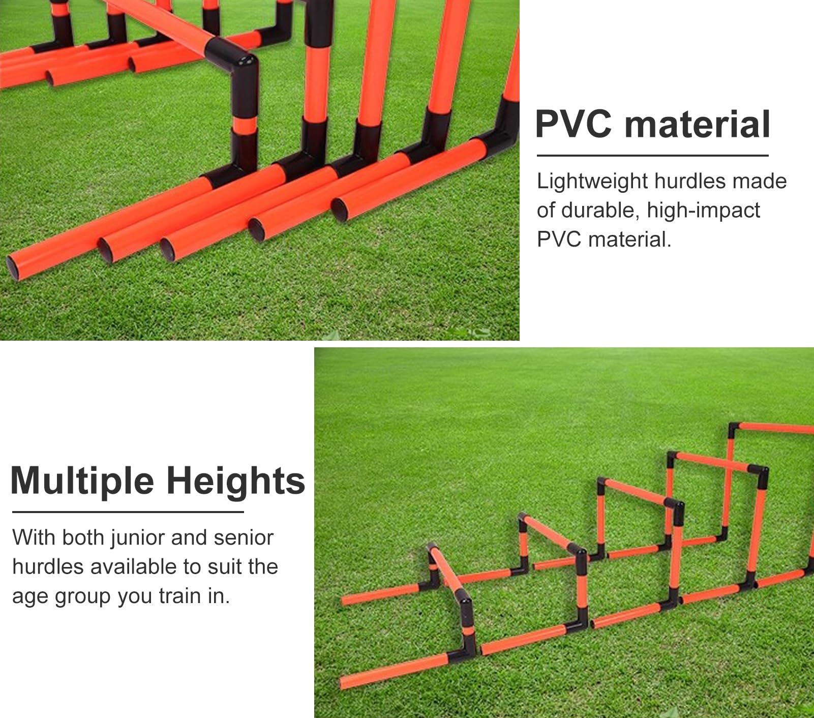 EliteBloom Pack of 5 Speed Agility Hurdles Training Equipment, Detachable Practice Hurdles for Track and Field, Portable Adjustable Football Hurdles Set (Red)