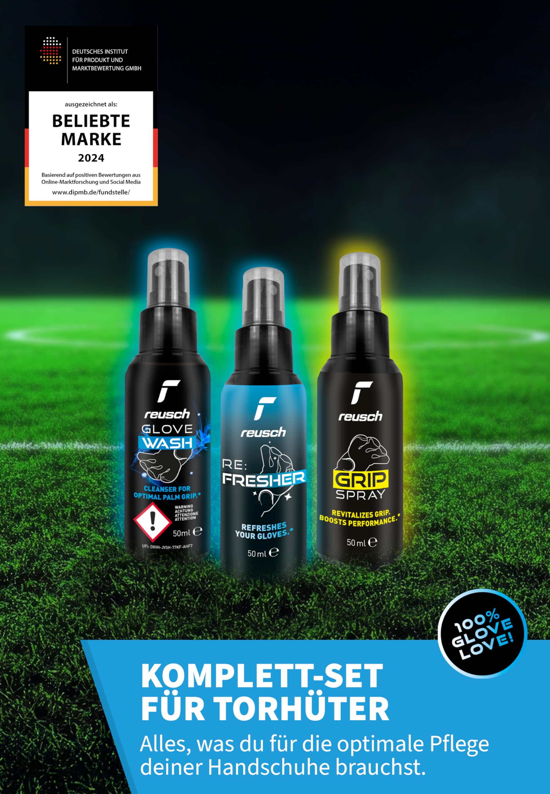 Reusch Torwarthandschuhpflege-Set für Torhüter | reinigt, erfrischt, verbessert den Grip & verlängert die Lebensdauer der Torwarthandschuhe | Top-Leistung im Training & Spiel | Glove Care Kit x3