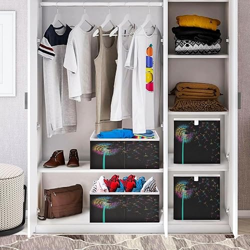 Miniatura 7 de Nisza Blow Dandelions - Cubos de almacenamiento plegables de tela con asas, cajón organizador de almacenamiento de tela para armario, juguetes, 11 x