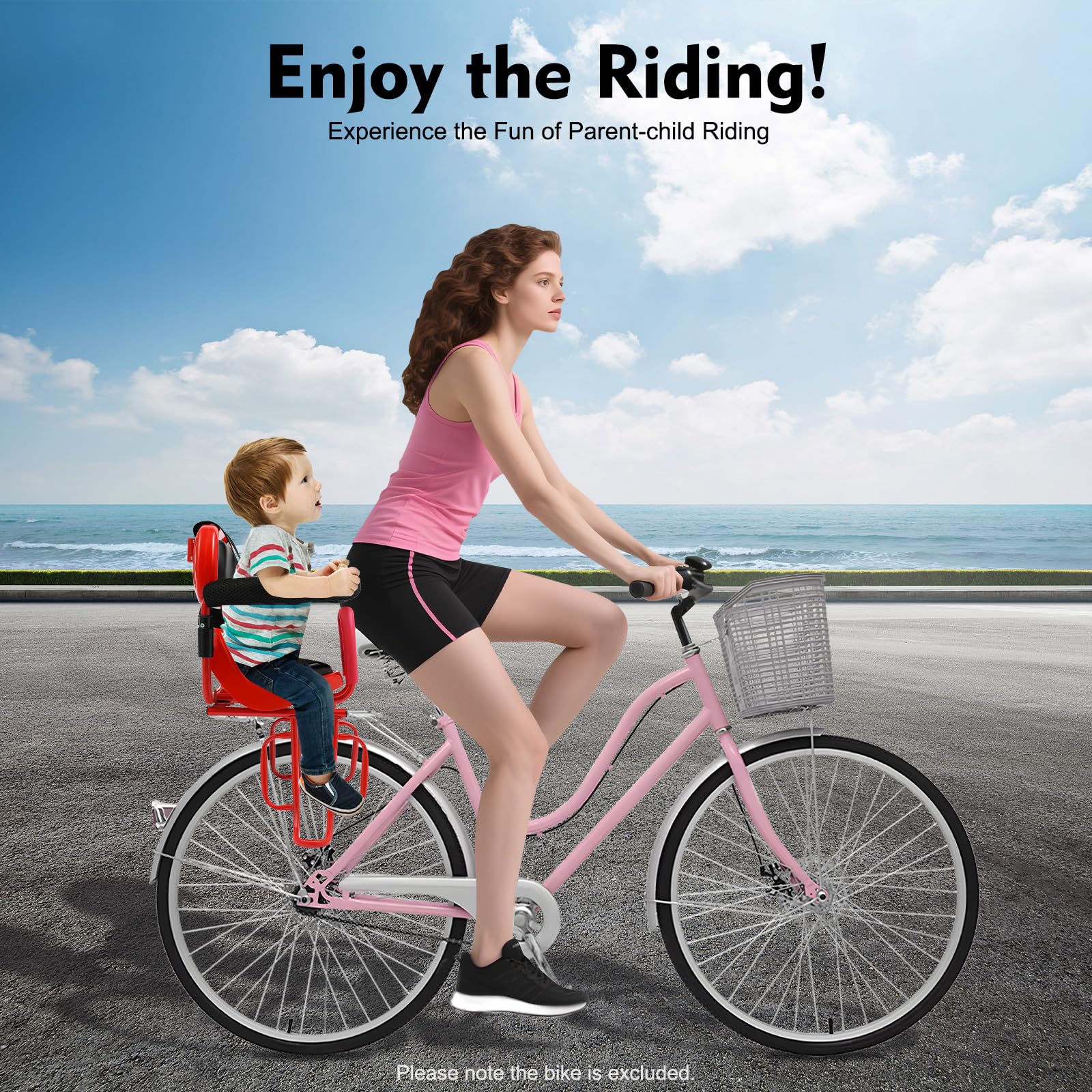 Siège Enfant de Vélo Arrière avec Porte-Bagages, Harnais de Sécurité, Accoudoir, Résistant à la Rouille, Stable, Montage Simple, Siège Vélo Parent-Enfant Convient pour Vélo Électrique, VTT