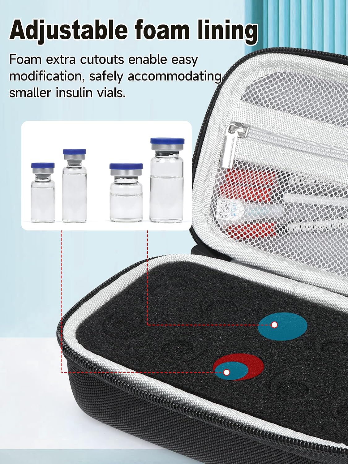 Leng Ke 10 Slots Peptide Travel Case, Fits 1ml 3ml 5ml and 10ml Vials Storage for Peptide, Insulin, GLP-1 etc, Insulin Vial Case Fridge Holder Peptide Storage (Bag Only)
