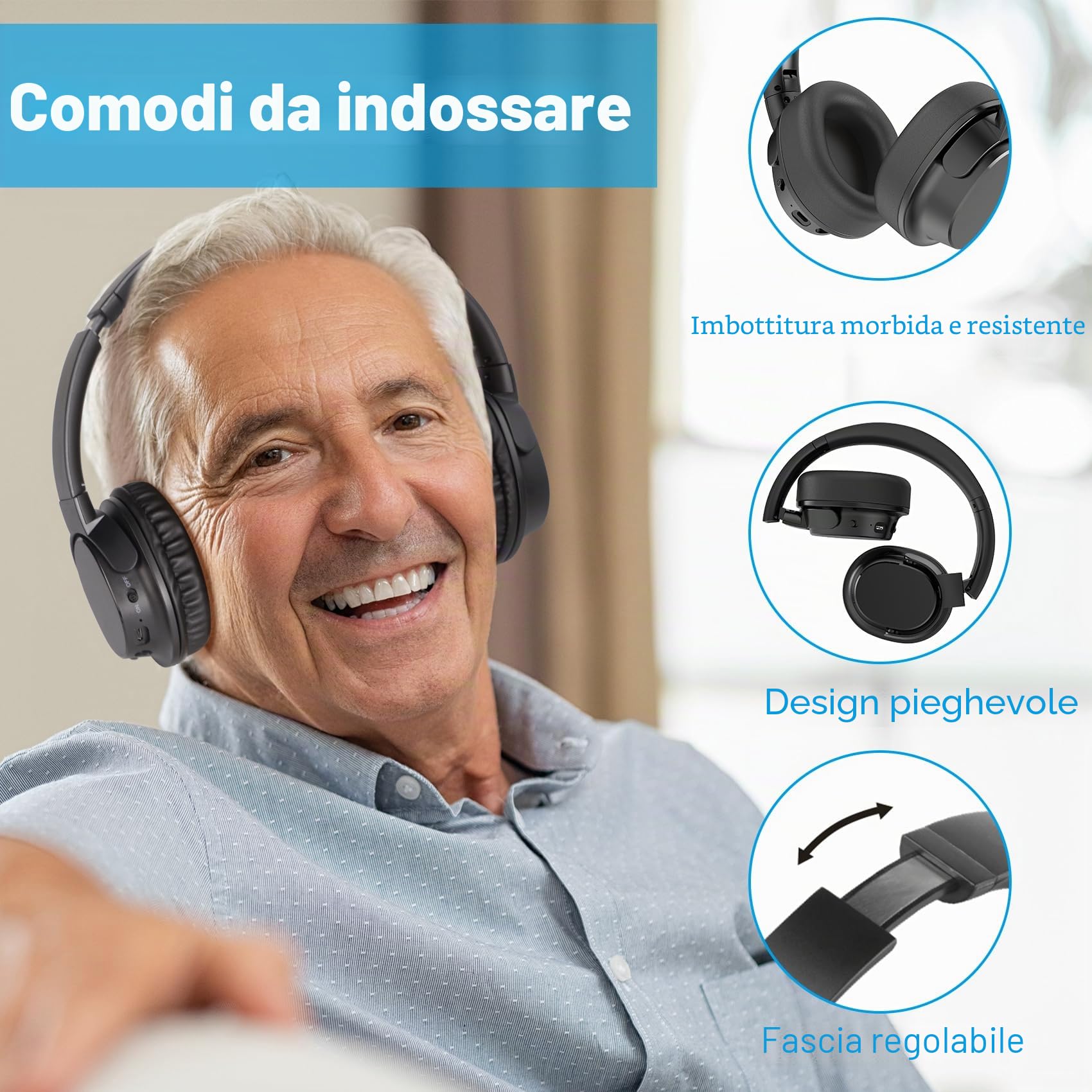 2023 - Cuffie Wireless TV, Bluetooth Cuffie TV Senza Fili per TV/Telefono/Tablet/PC, 28 Ore di Riproduzione Audio, nessun Ritardo Audio, Plug And Play