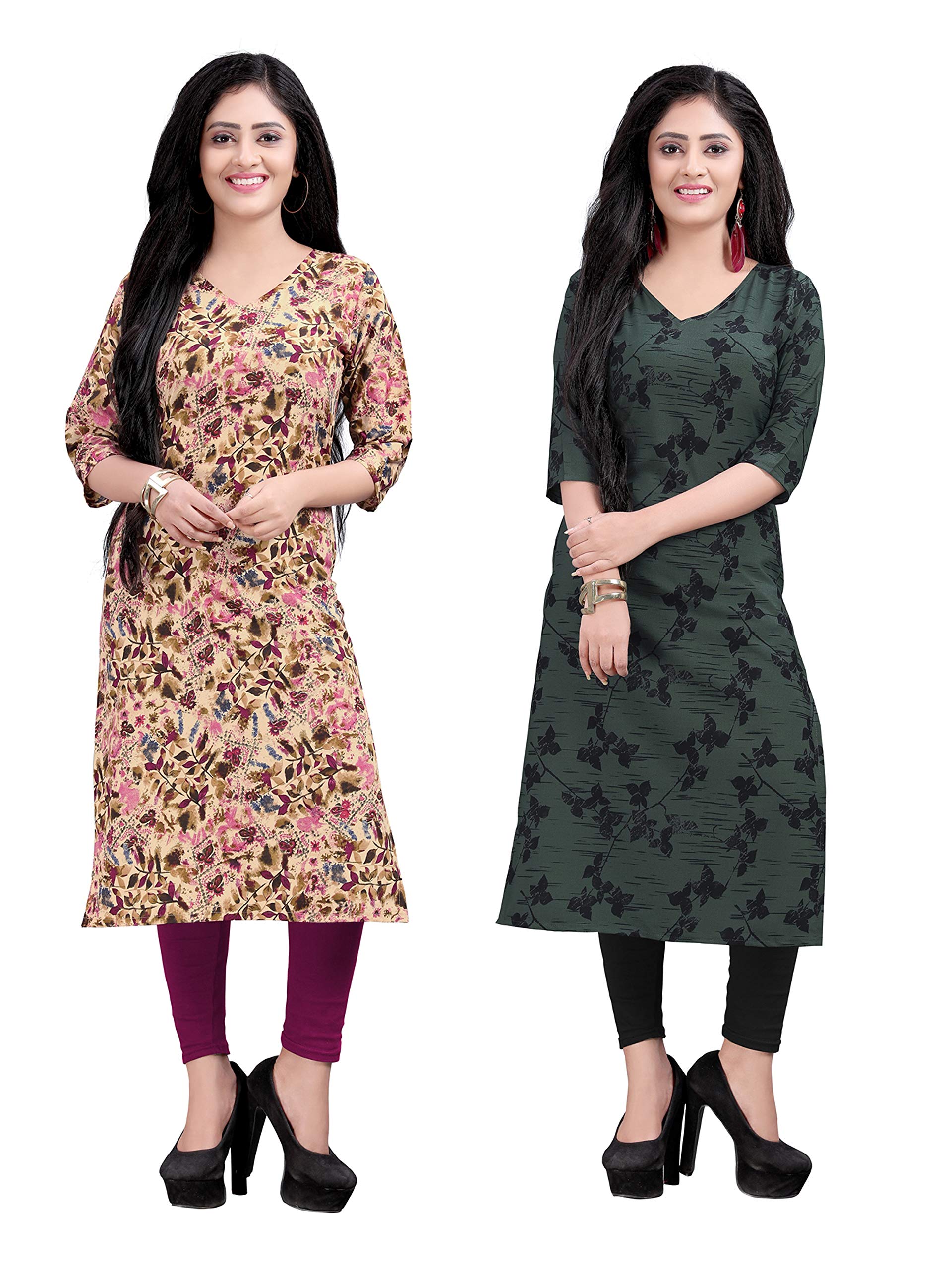 New Ethnic 4 YouWomen's American Crepe Straight Kurta (Pack Of 2)