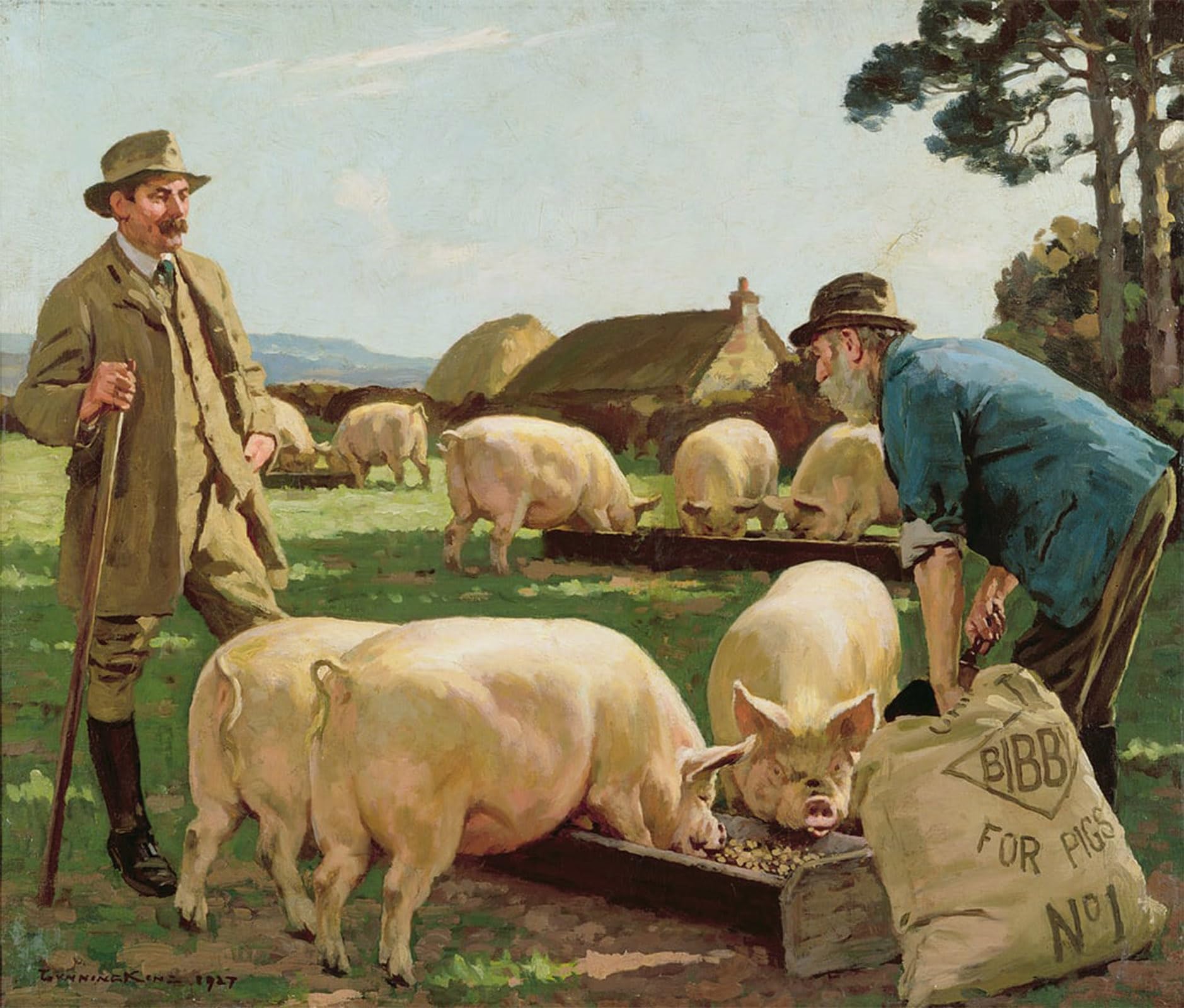 SERENDIPITP Retro Picture Poster Wall Art Pictures Painting Farmyard Scene by William Gunning King Wall Art Canvas Print for Wall Decor 60x90cm