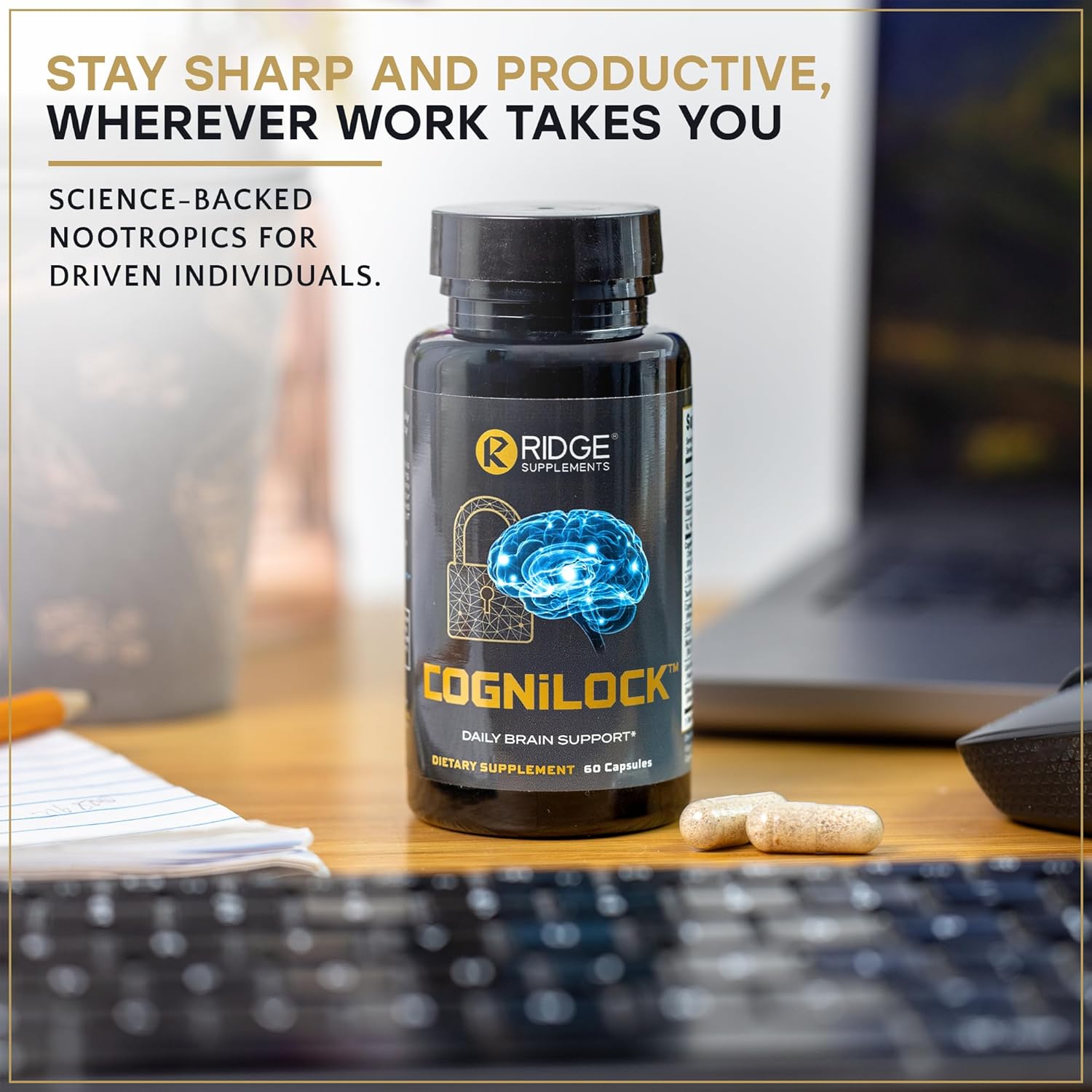 CogniLock Nootropic Brain Supplements for Memory and Focus - Cognitive Supplement for Men, Women & Seniors - Brain Fog Vitamins w/Lion’s Mane, Alpha GPC, Citicoline, CognatiQ™ Coffee Fruit - 60 Pills - Image 4