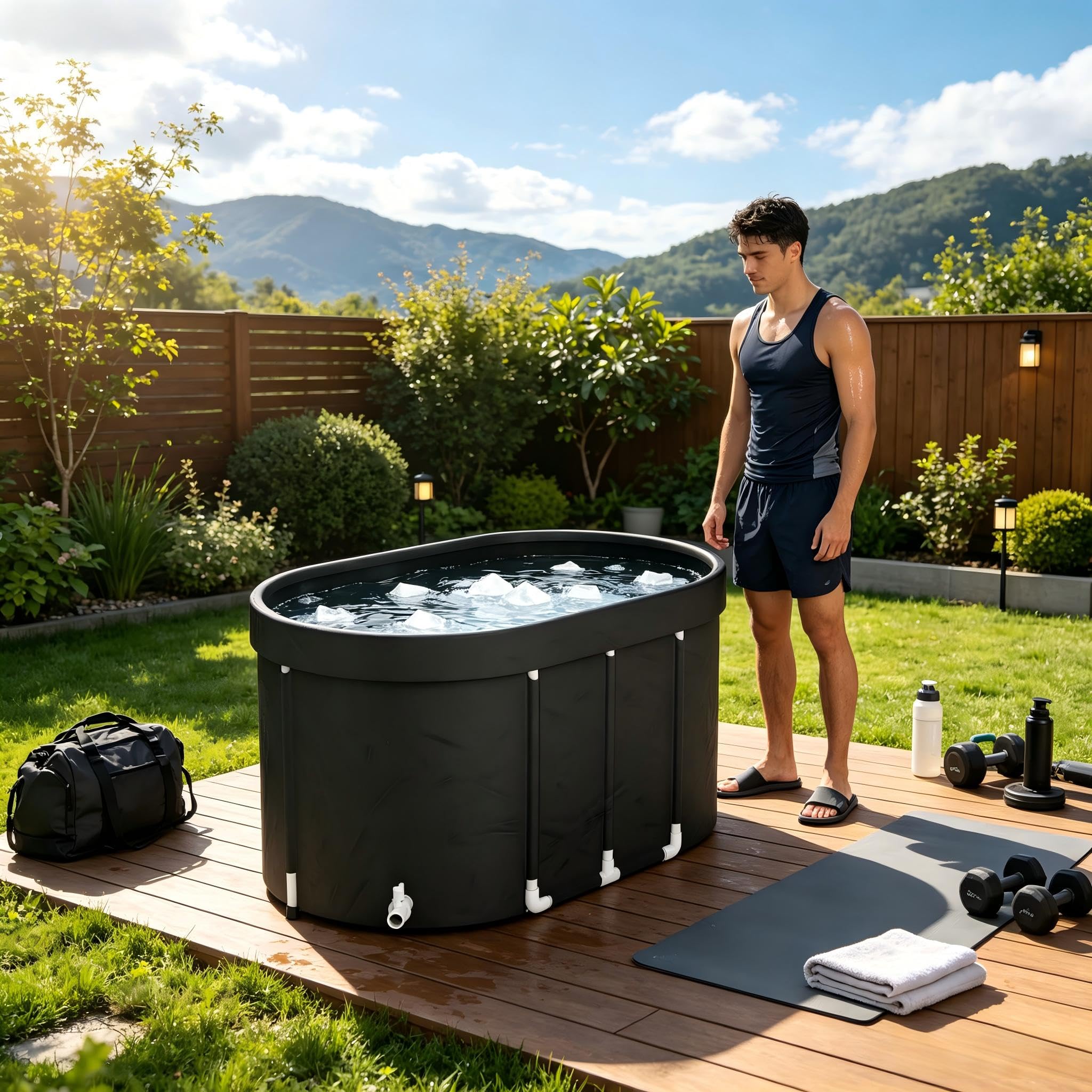 Ovale Eisbad Tonne 512L Faltbare Badewanne, PVC Eisbadewanne