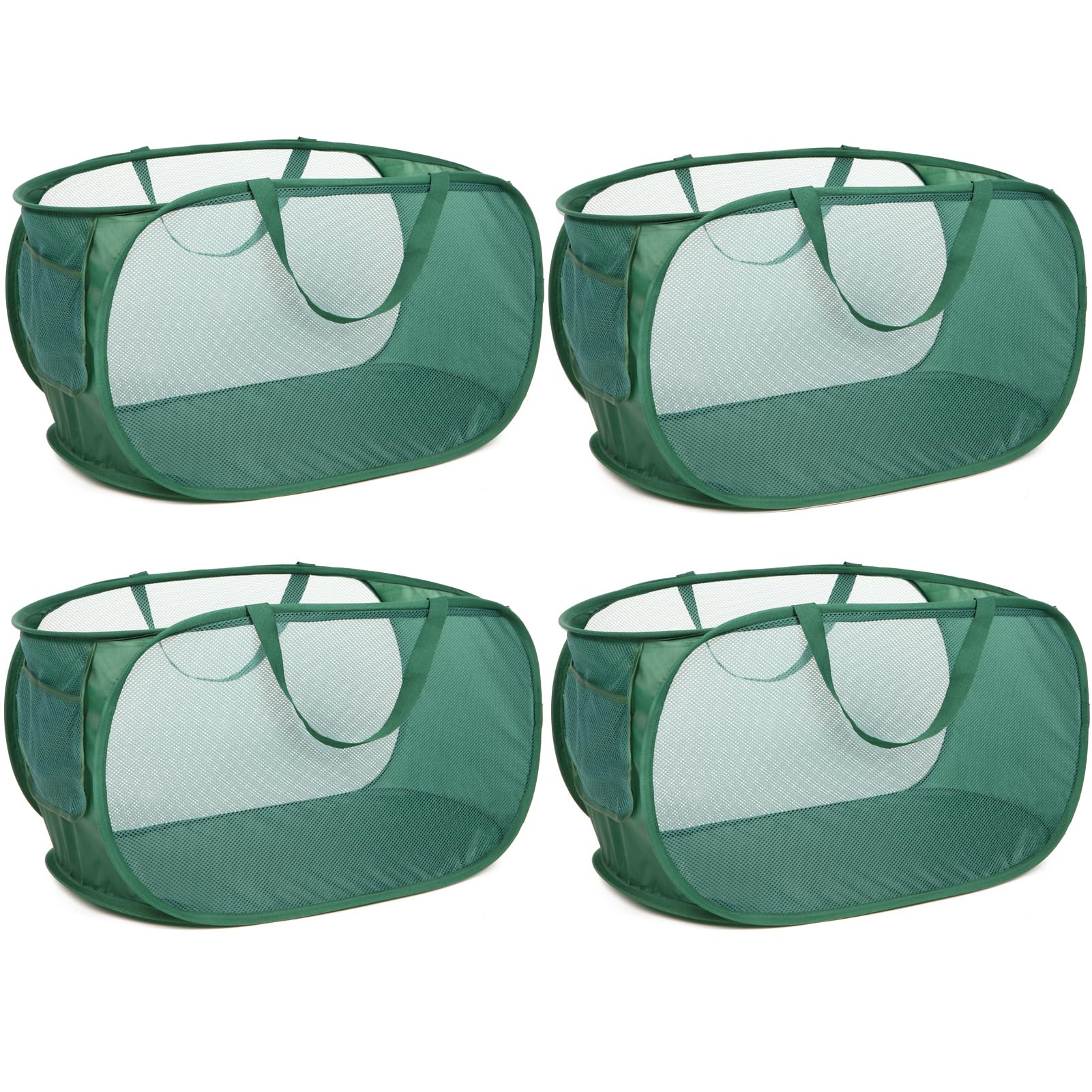 4 Pack Collapsible Laundry Baskets, Foldable Laundry Basket with Pocket, Durable Pop Up Hampers, Reinforced Handles Dirty Clothes Hamper for Laundry,