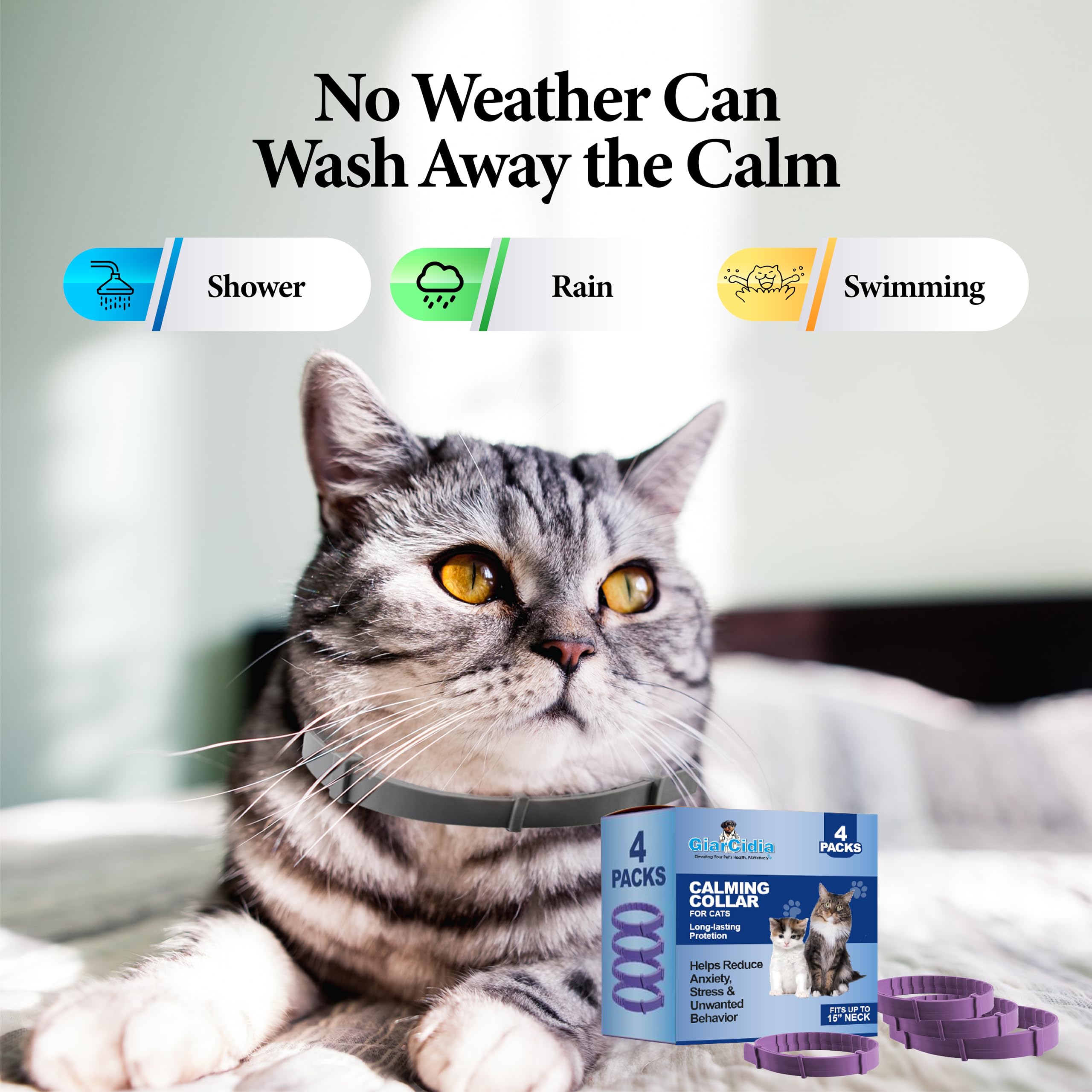 Soothing Cat Calming Collars - 2 Pack Grey Adjustable Collar for Anxiety Relief | Pheromone-Infused Comfort Collars for Cats | Lasts 30 Days | Ideal for Stressful Situations - image 6