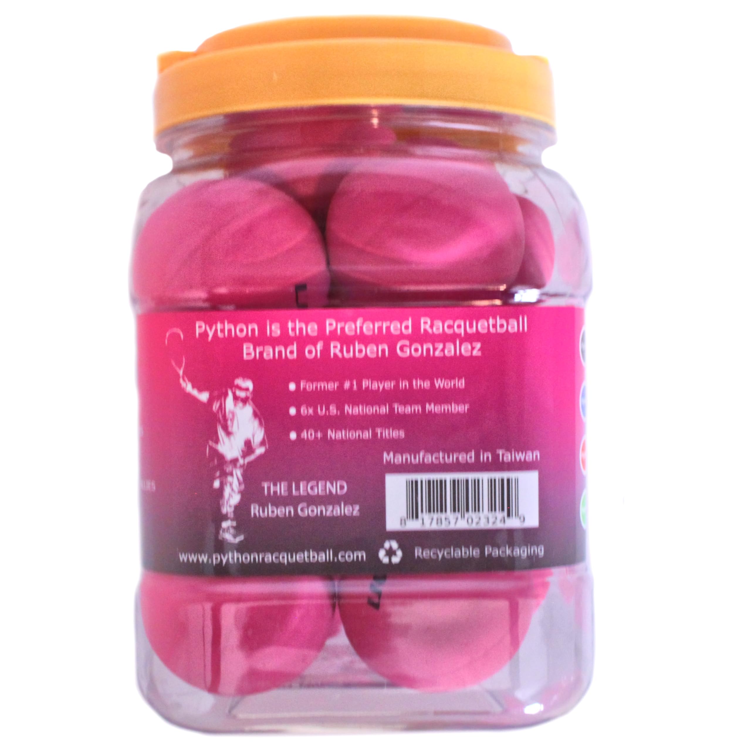 Python (rosa) - Pelotas de raqueta (súper rápidas con visibilidad óptima) (paquete económico - 12 jarras de bolas)