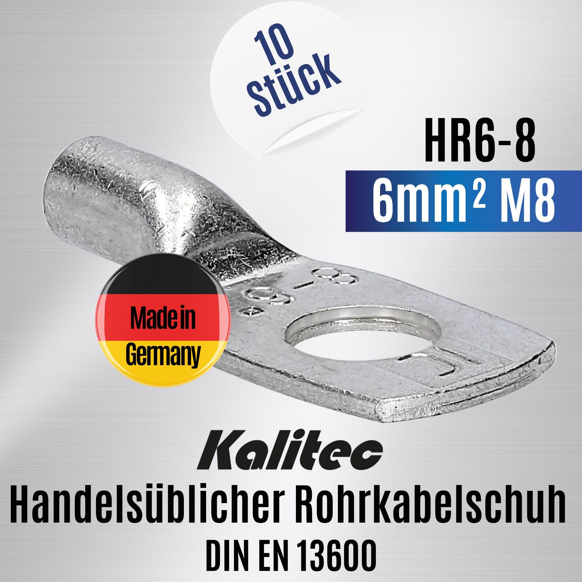 Capicorda Tubolari 6mm² - Confezione Da 10 Pezzi, M8, Senza Foro, Made In Germany | Per Impianti Elettrici - Foto 4