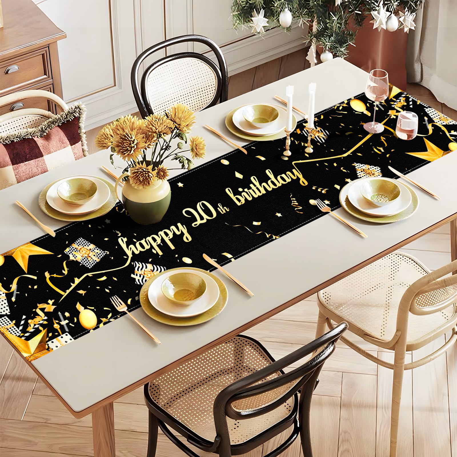 Geburtstag Tischläufer 183x35cm - Happy Birthday Deko Für Männer, Frauen & Kinder
