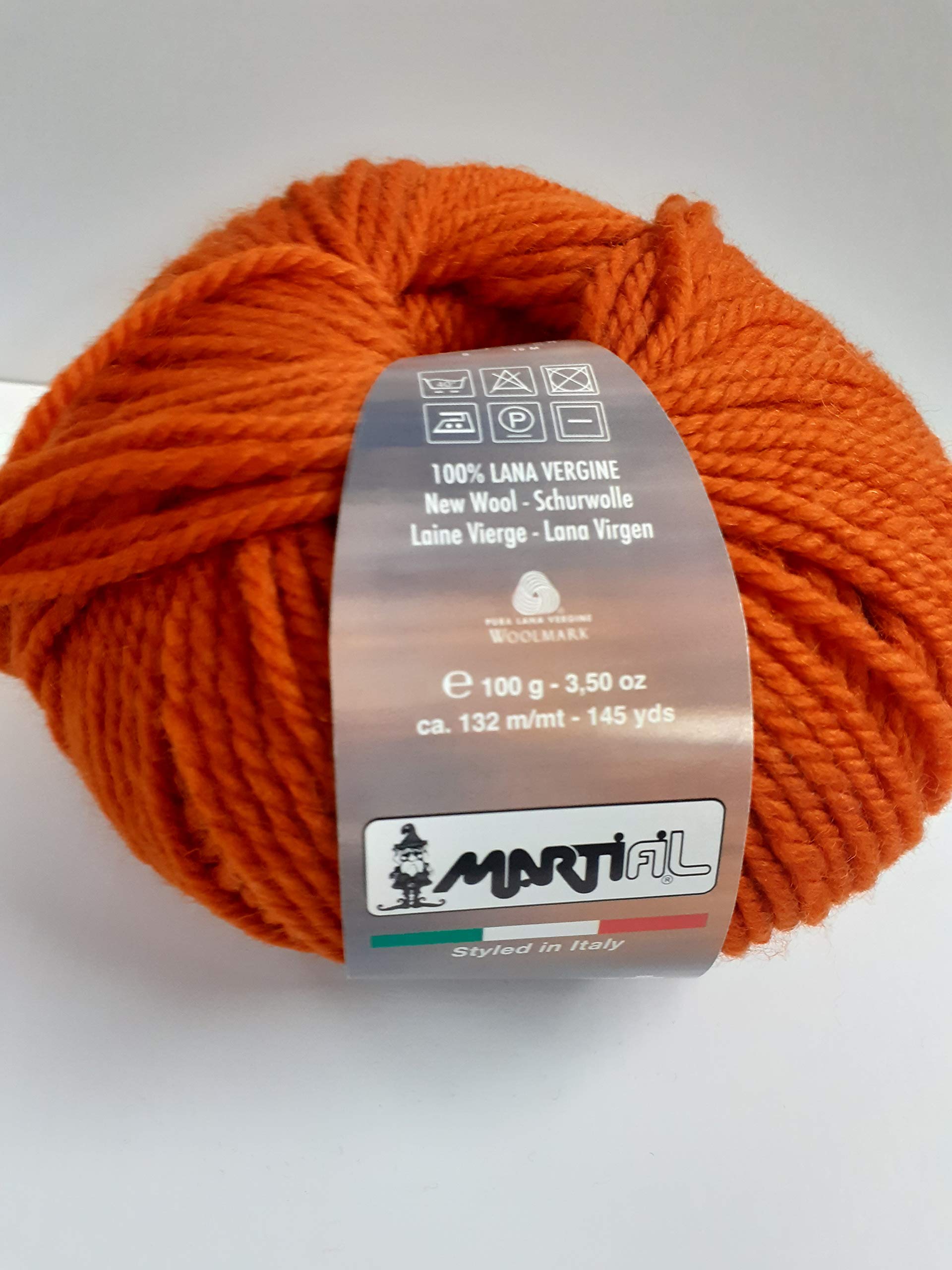 6 GOMITOLI Lana Smart Arancione (Pura Lana Vergine,da 100 Grammi,Ferri 5-6)