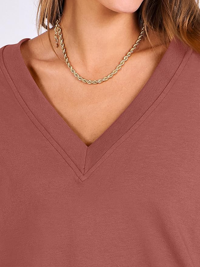 ANRABESS Women's Oversized T-Shirt Short Sleeve V Neck Loose Baggy Reversible Tops Casual Tee Shirts Summer Outfits 2025