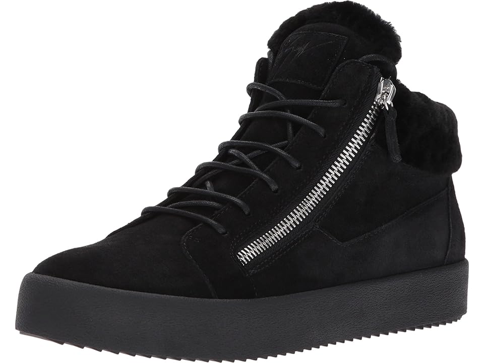 

Giuseppe Zanotti May London Mid Top Shearling Sneaker (Black) Men's Lace up casual Shoes