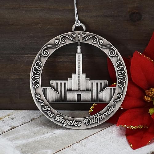 Miniatura 5 de Ringmasters - Adorno para templo SUD, adorno colgante con acabado plateado antiguo, ideas de intercambio de adornos misioneros SUD, (Los Ángeles,