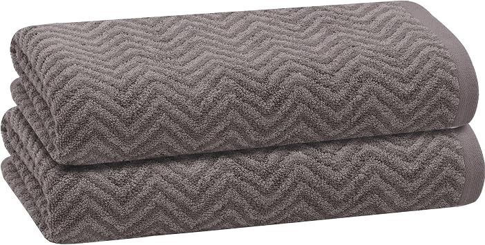 2 Pack Chevron Hand Towel, Bath Towel, and Bath Sheet Towel, Quick Drying, Great for Bath, Shower, or Pool Excellent Coverage and Absorbency. Steeple-Gray, Bath Sheet Towel