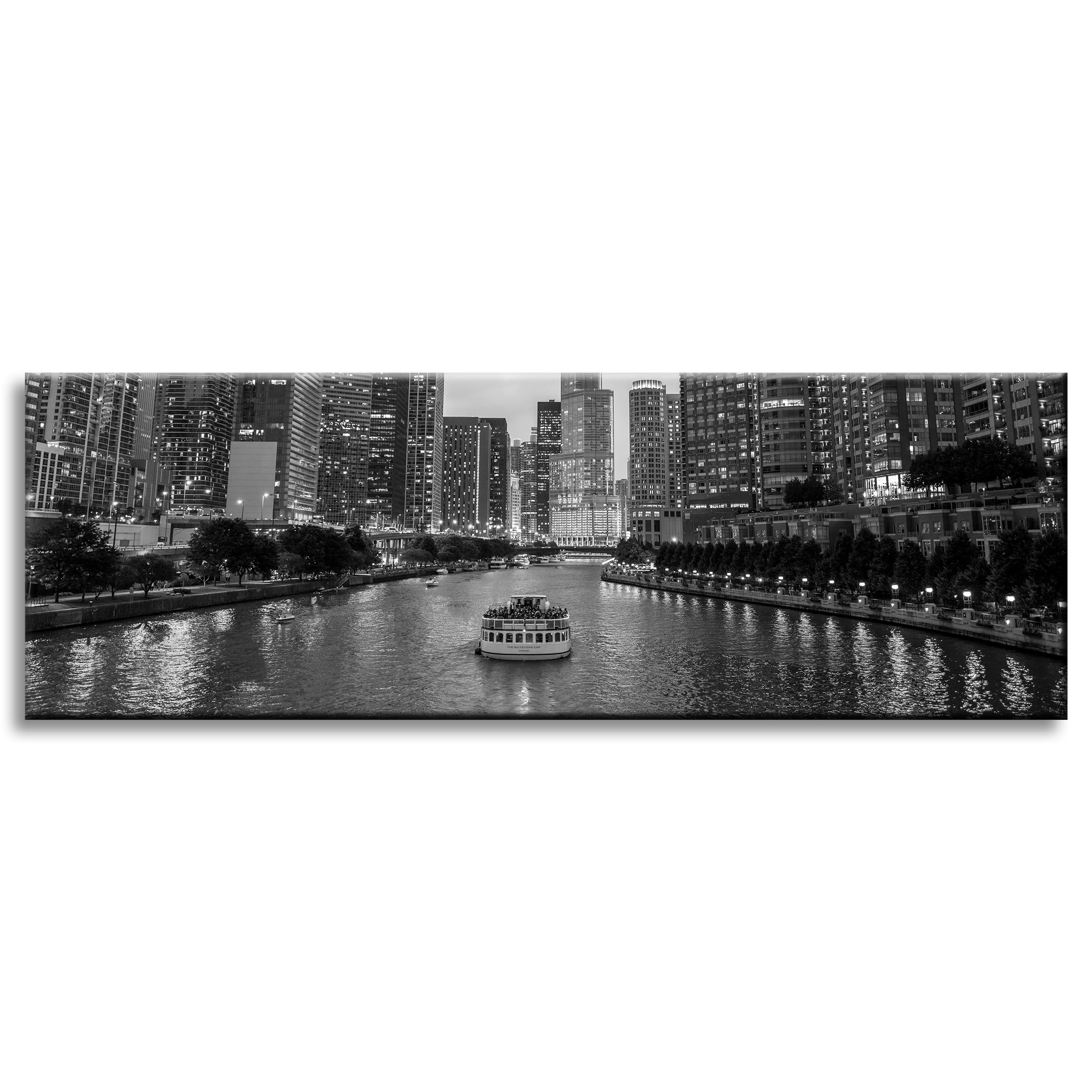 GP TONER Quadro su tela Architettura Chicago bianco e nero 150X50 cm