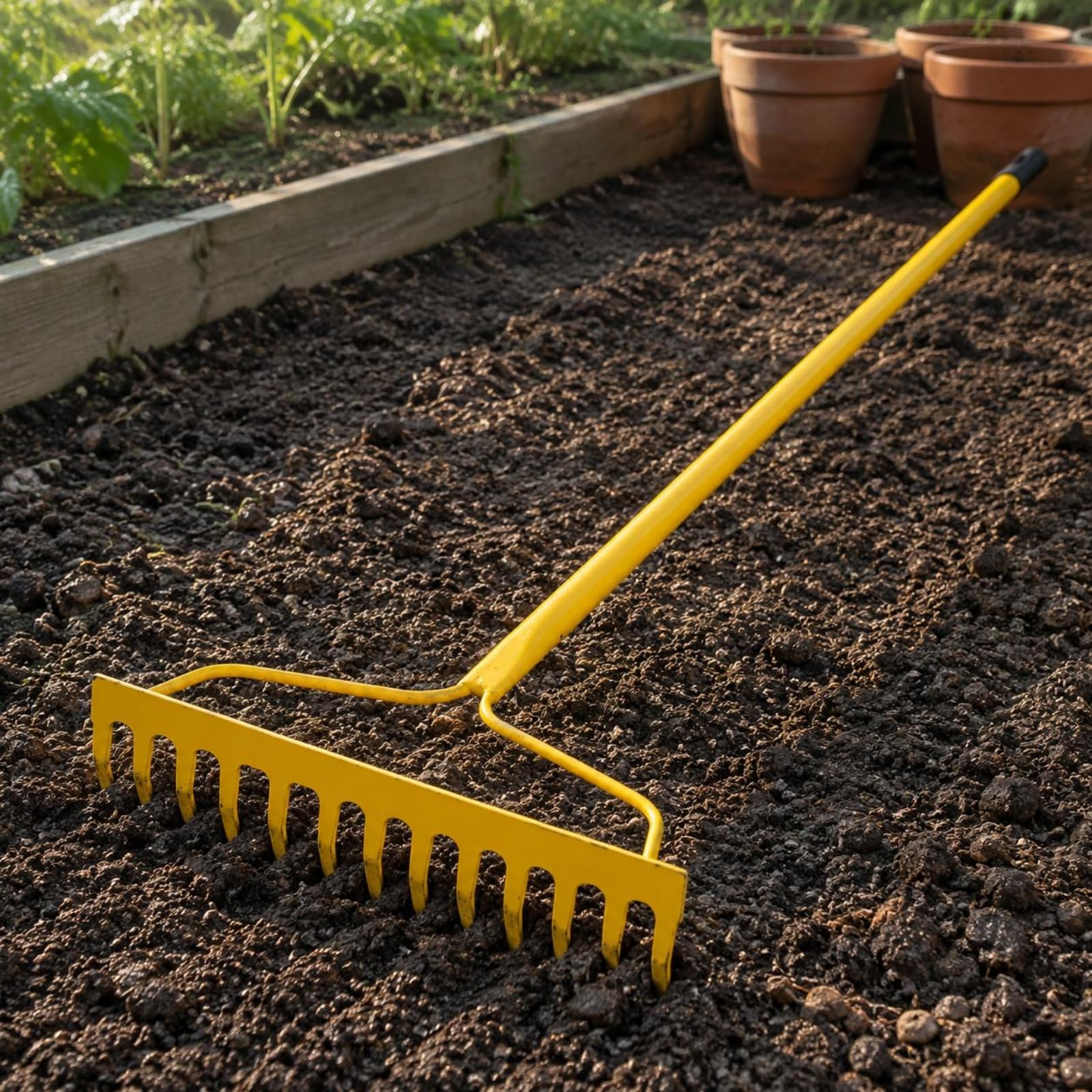 perfeclan Rastrillo Agrícola Rastrillo de Jardín Rastrillo Metálico Escoba de Hojas con Cuerpo de Tubo de Acero y Acabado Pintado 14 Dientes para Cobertura