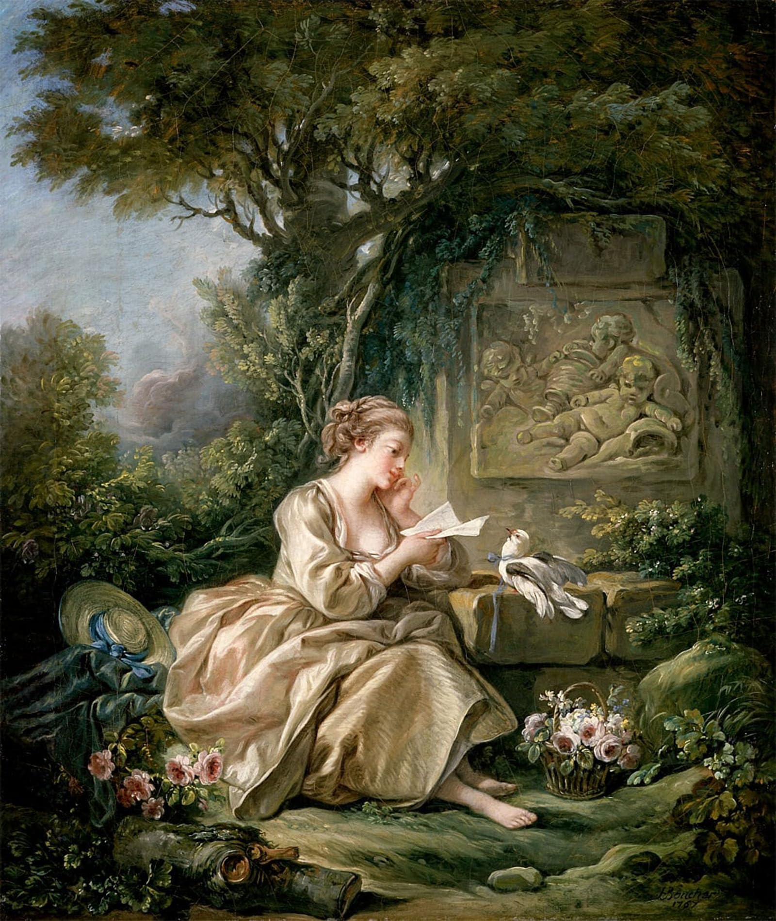 SERENDIPITP Aesthetic Poster Photo Wall Print Retro Picture The Secret Message by François Boucher Modern Wall Artwork for Home Decor 60x90cm