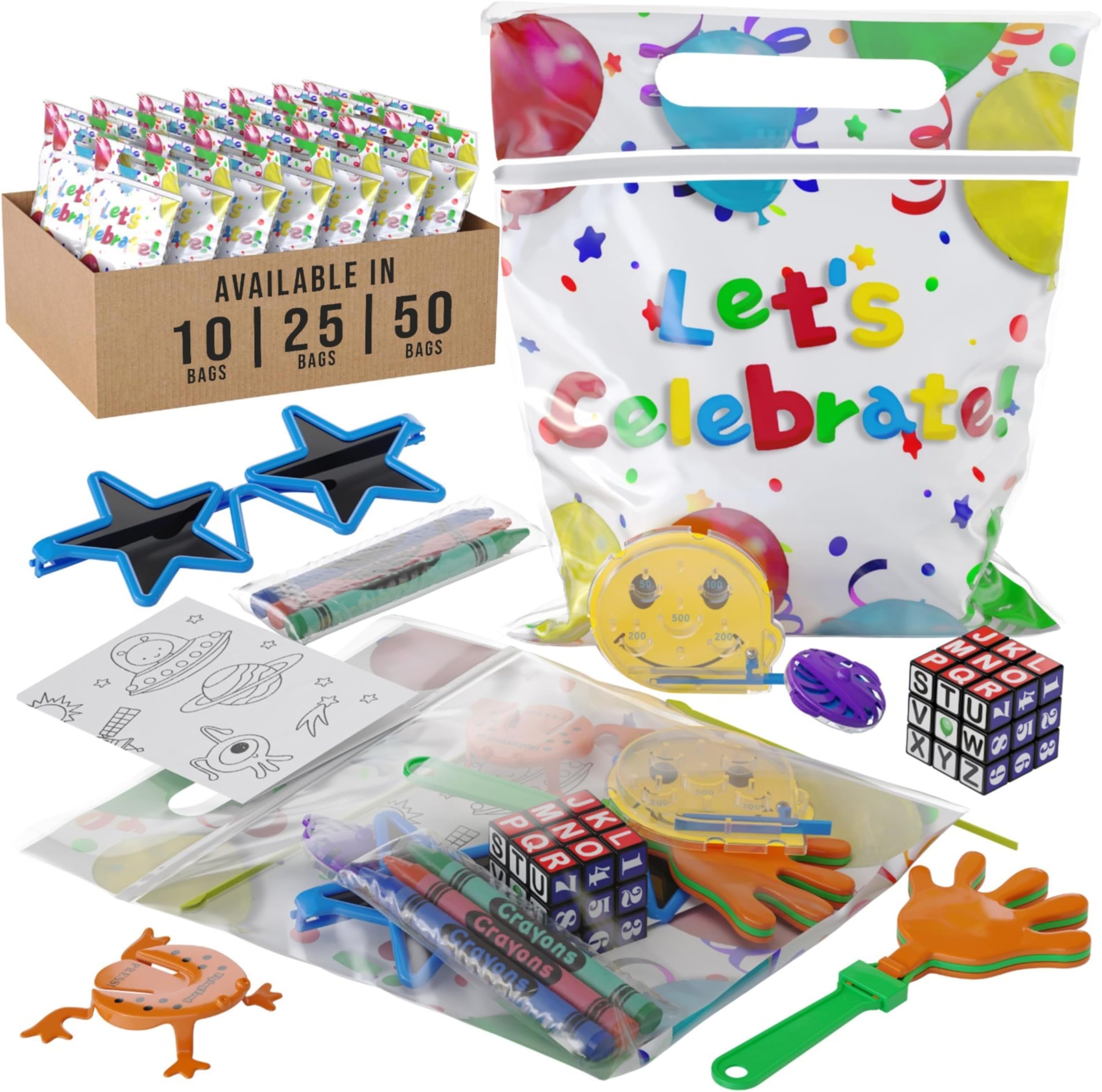 Crown Display Party Favors for Kids 25 Pre Filled Party Favor Bags - Fun Goodie Bags Stuffers for Kids with Fidget Toys and Small Toys Goody Bag Stuffers - Party Favors for Kids 4-8