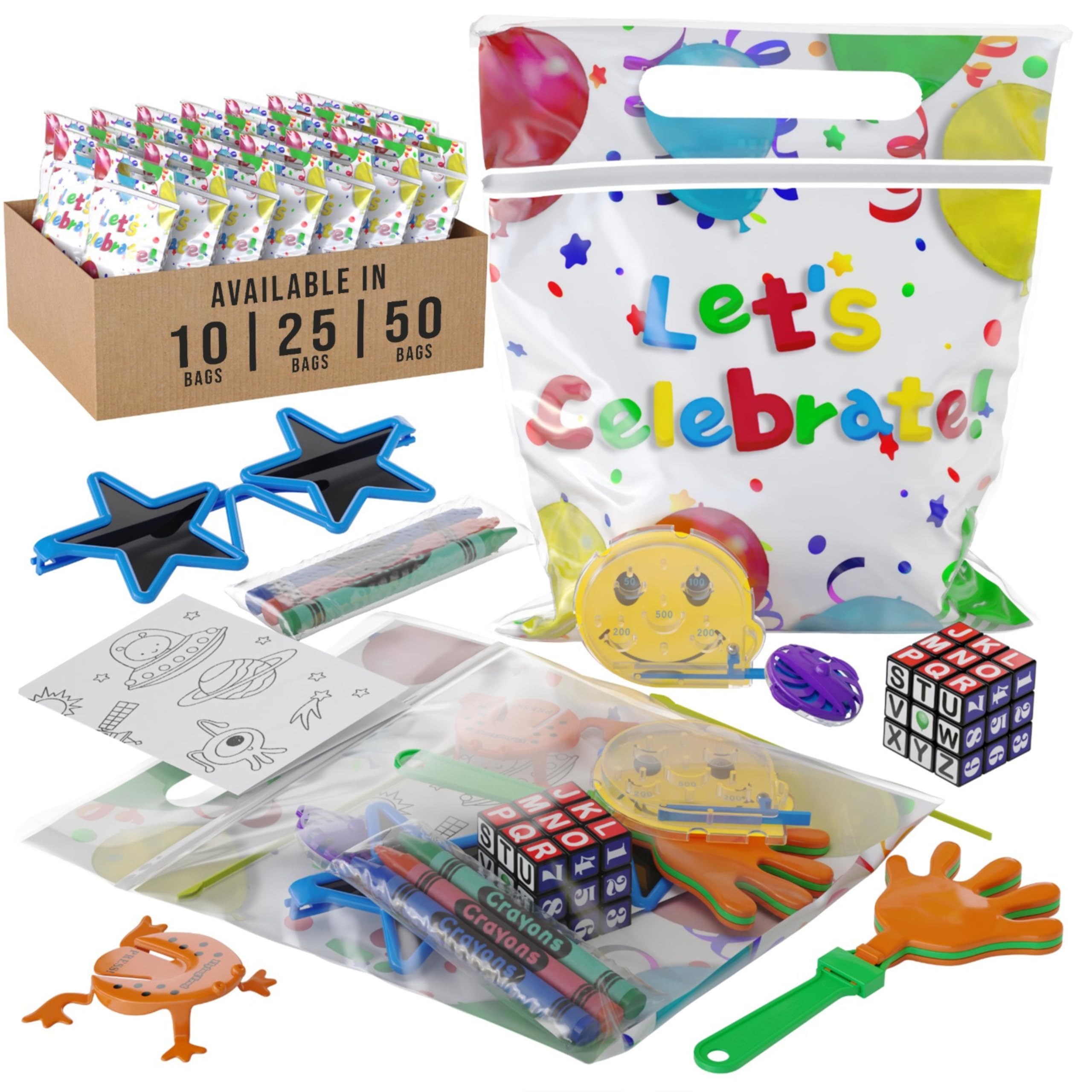 Crown Display Party Favors for Kids 25 Pre Filled Party Favor Bags - Fun Goodie Bags Stuffers for Kids with Fidget Toys and Small Toys Goody Bag Stuffers - Party Favors for Kids 4-8