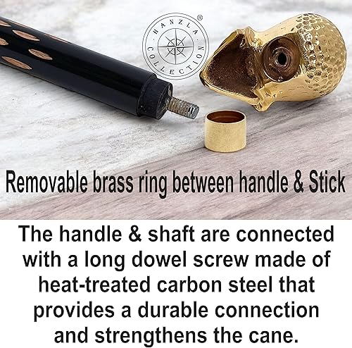 Miniatura 7 de Pomo de anclaje de latón pulido y bastón con eje de madera de haya negra