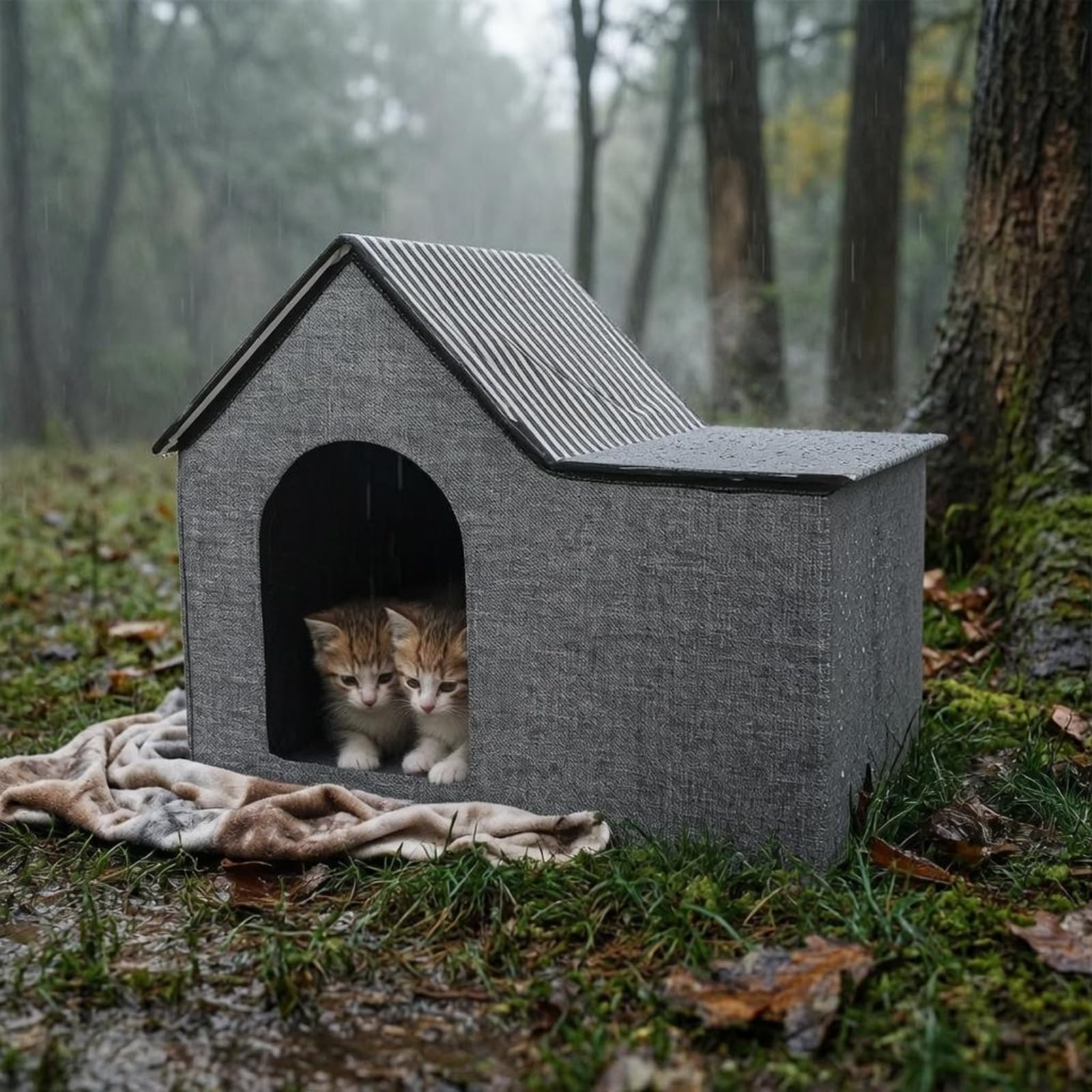 Baoblaze Outdoor Shelter Plegable para Mascotas Casa Refugio con Estructura Ligera y Fácil de Montar Tela Lavable y Cálida Adecuada para Gatos y Perros en Viajes Camping y Jardín, Negro, Grande