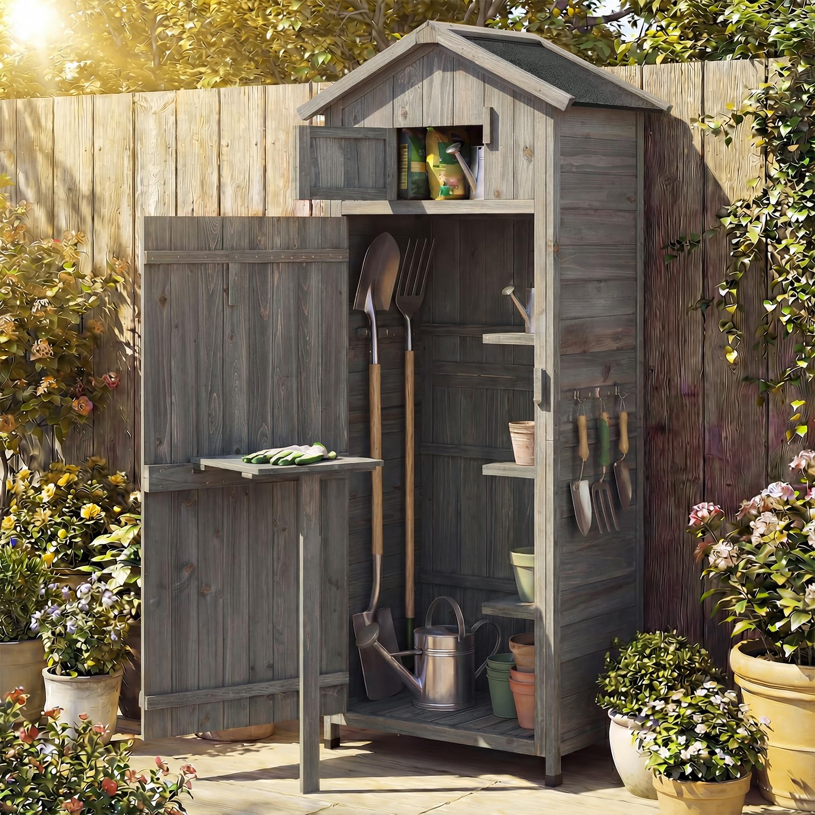 Amazon.com : IRONMAX Outdoor Wooden Storage Shed, 70 Inches