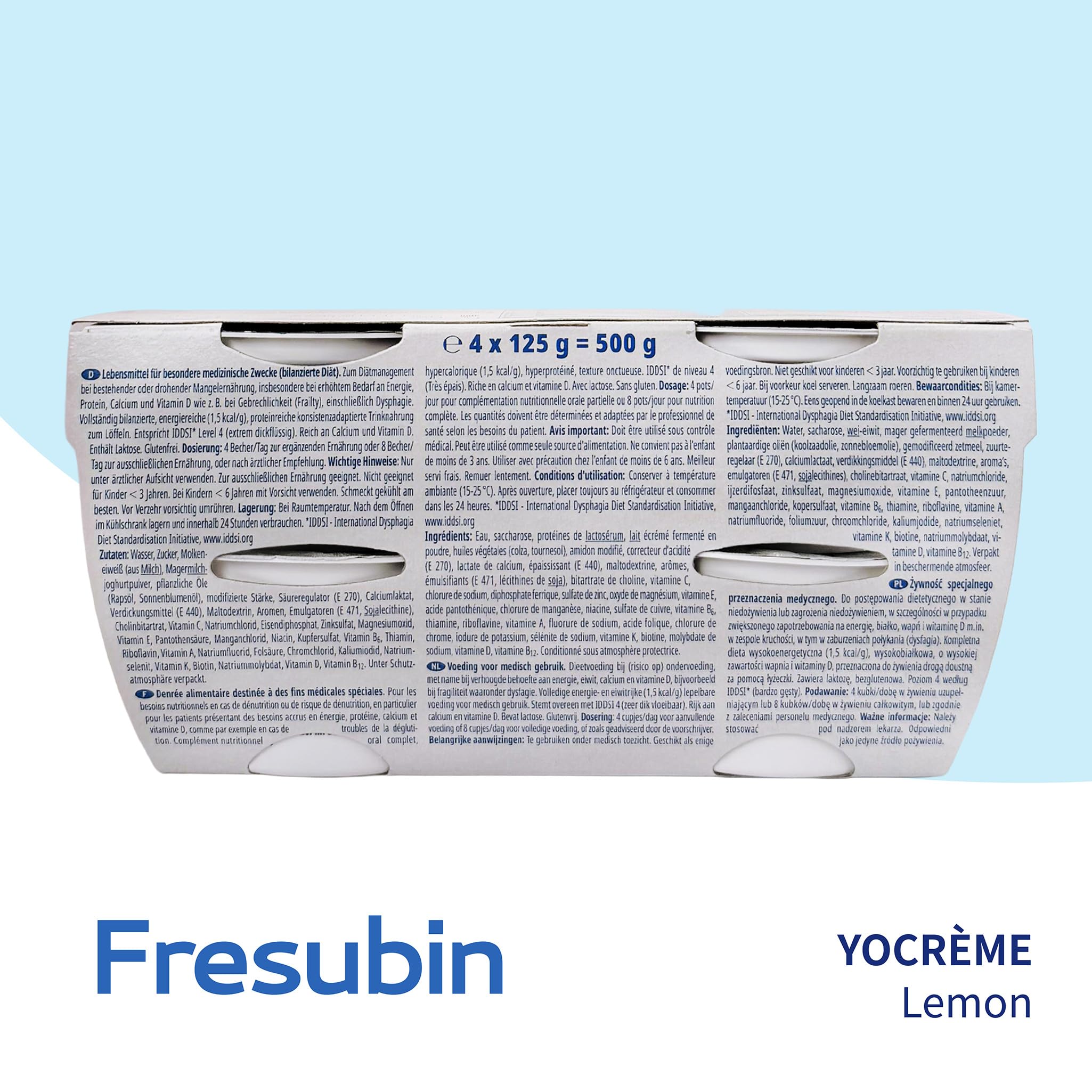 Fresubin YO Creme Lemon 24x125g - Hochkalorische Creme zum Löffeln mit joghurt-frischem Zitronen Geschmack von Fresenius Kabi, 188 kcal pro Becher (125 g) (24er Pack), glutenfrei