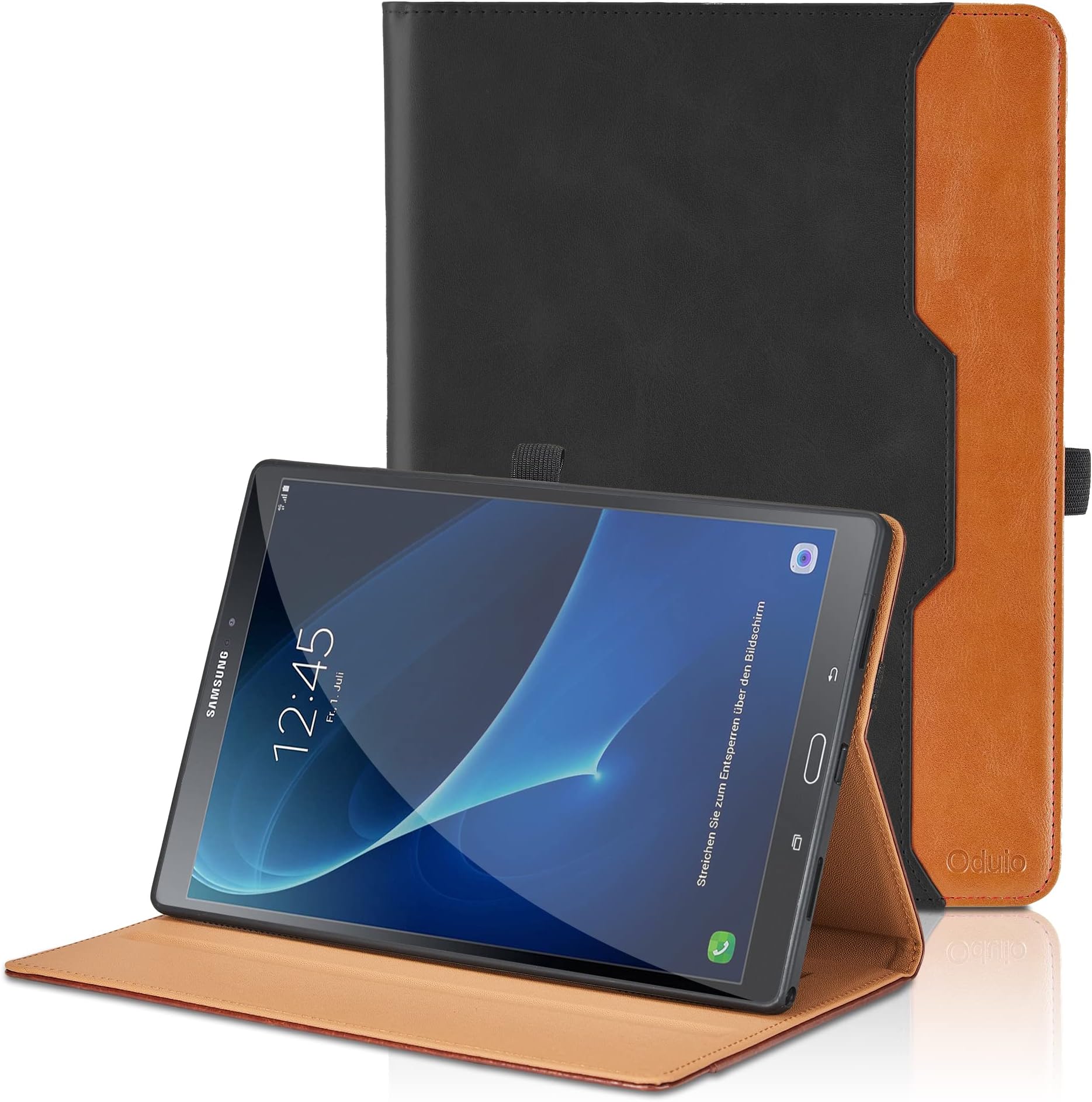 Case for Samsung Galaxy Tab A6 10.1 Inch 2016 SM-T580/T585 PU Leather Smart Cover with Pocket & Pencil Holder, Auto Wake/Sleep Function - Black