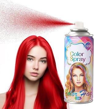 Temporary Hair Color Spray, Colour Hair Spray, Red Hair Colour, Washable, Easy To Colour, Mild Formula, Suitable For Various Types, Works On All Hair Colors 120ml
