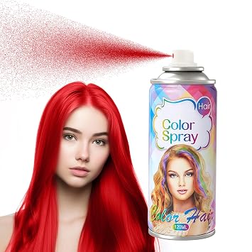 Temporary Hair Color Spray, Red Hair Dye, Hair Color For Women, Temporary Hair Dye, Washable, Easy To Colour, Mild Formula, Suitable For Various Hair Types, Works On All Hair Colors 120ml