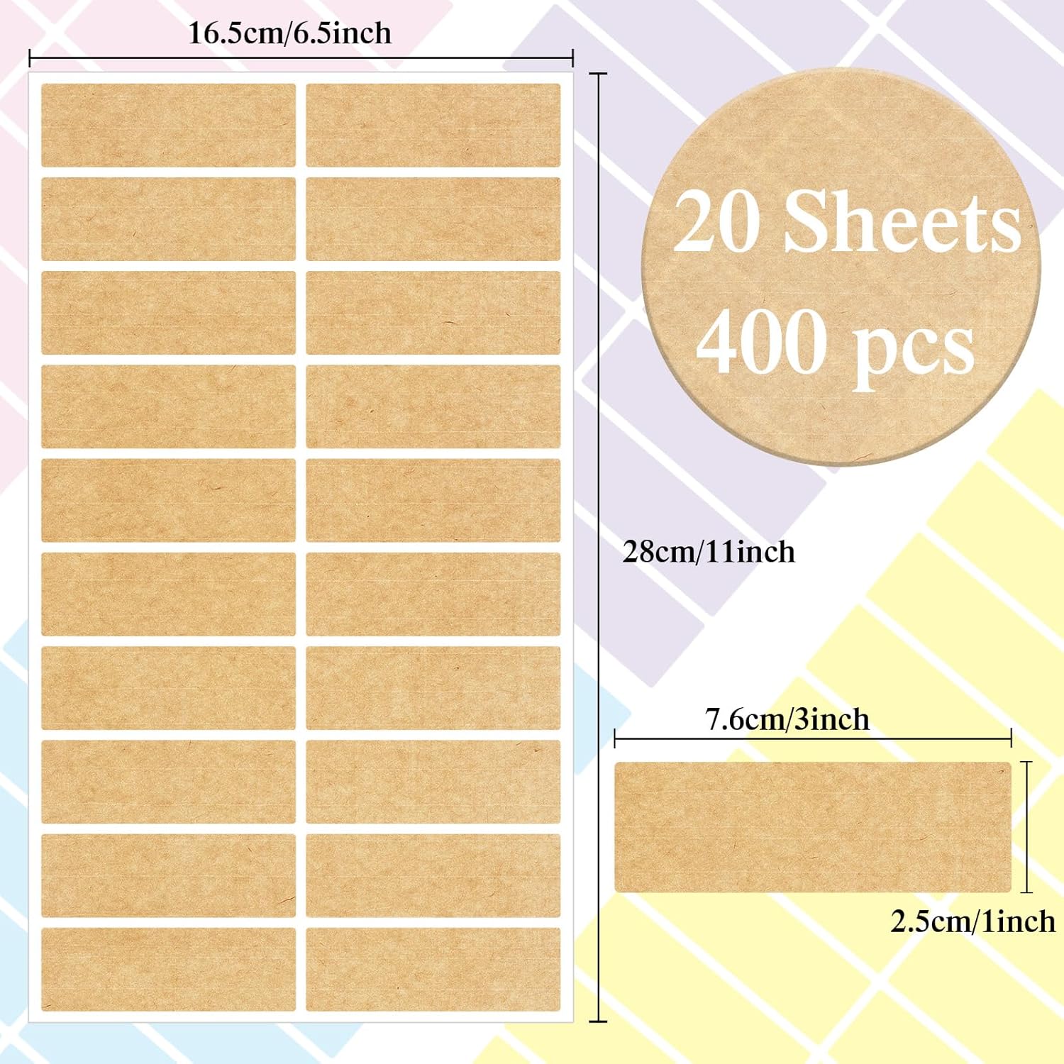 Starboling Color Coding Labels,400 PCS 1" x 3" Kraft Paper Rectangular Label,for Garage Sale,Price Tags,File Folder Tabs(Light) - Image 2