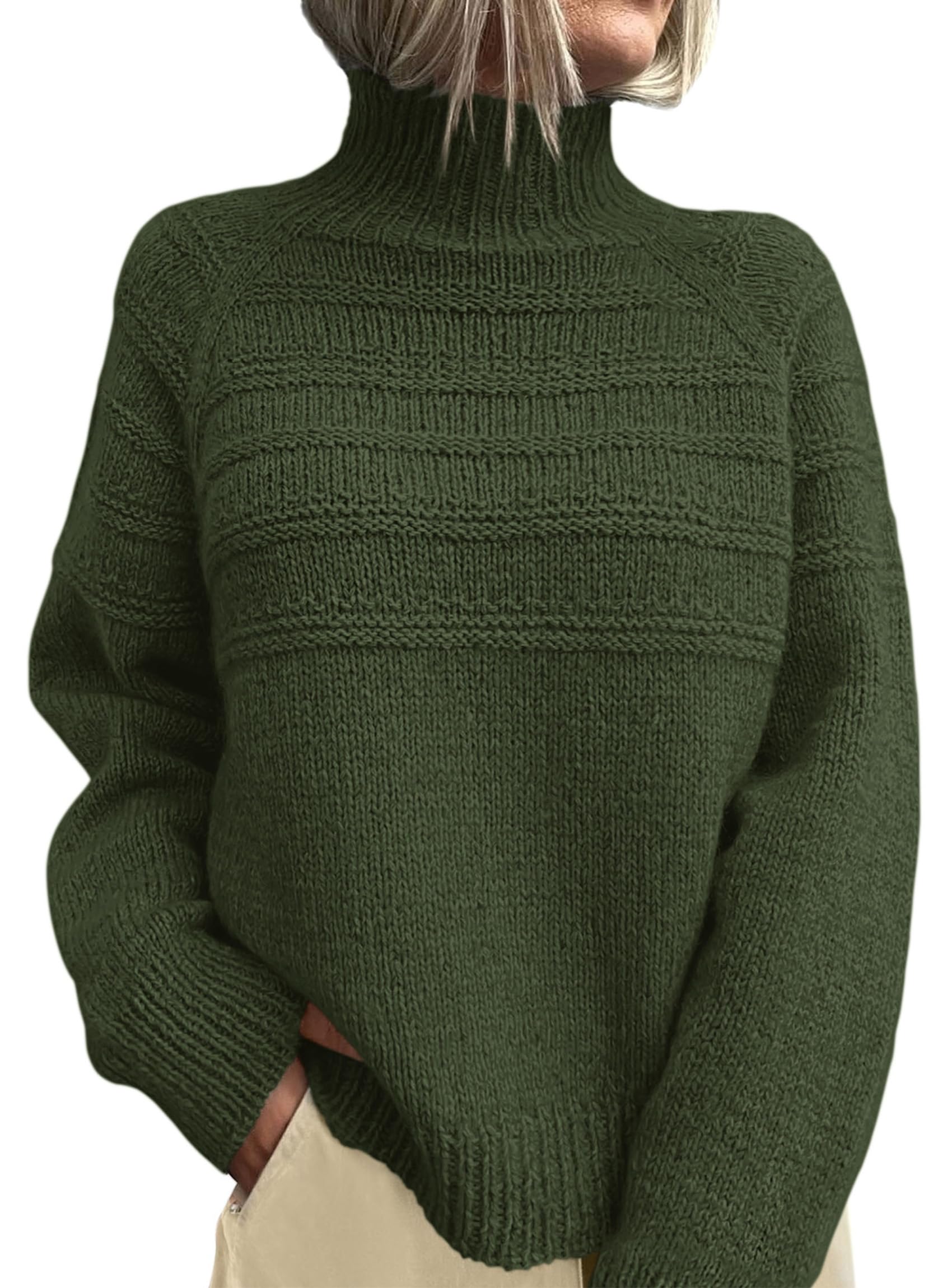 PRETTYGARDEN Womens Turtleneck Sweaters 2026 Fall Chunky Knit Pullover Long Sleeve Jumper Tops Trendy Winter Clothes